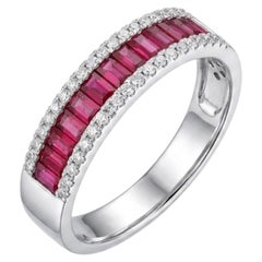 1.15 Carat Natural Ruby and Diamond Eternity Ring in 14K Gold