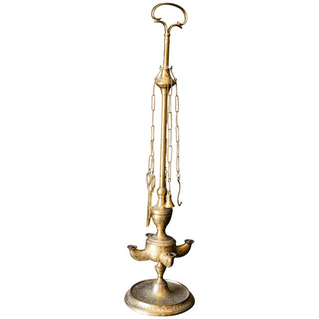 Vintage Brass and Enamel Floor Lamp Handcrafted in India For Sale at ...