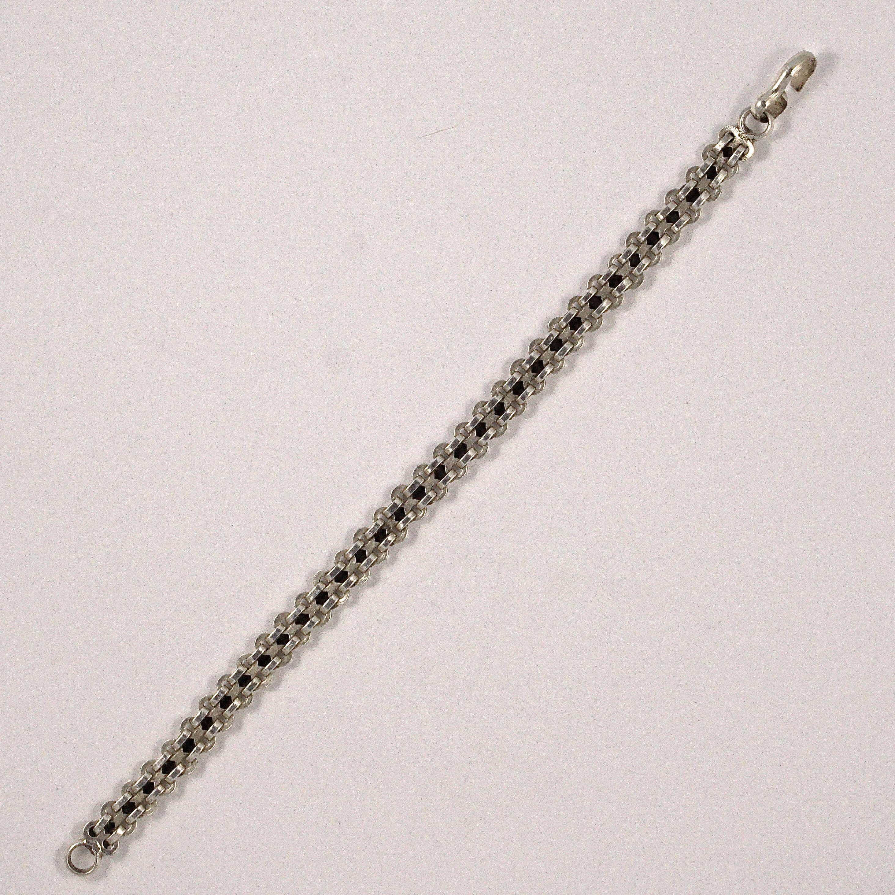 Rajasthan India Silver Chain Decorative Link Bracelet with Simple Hook Fastening 2