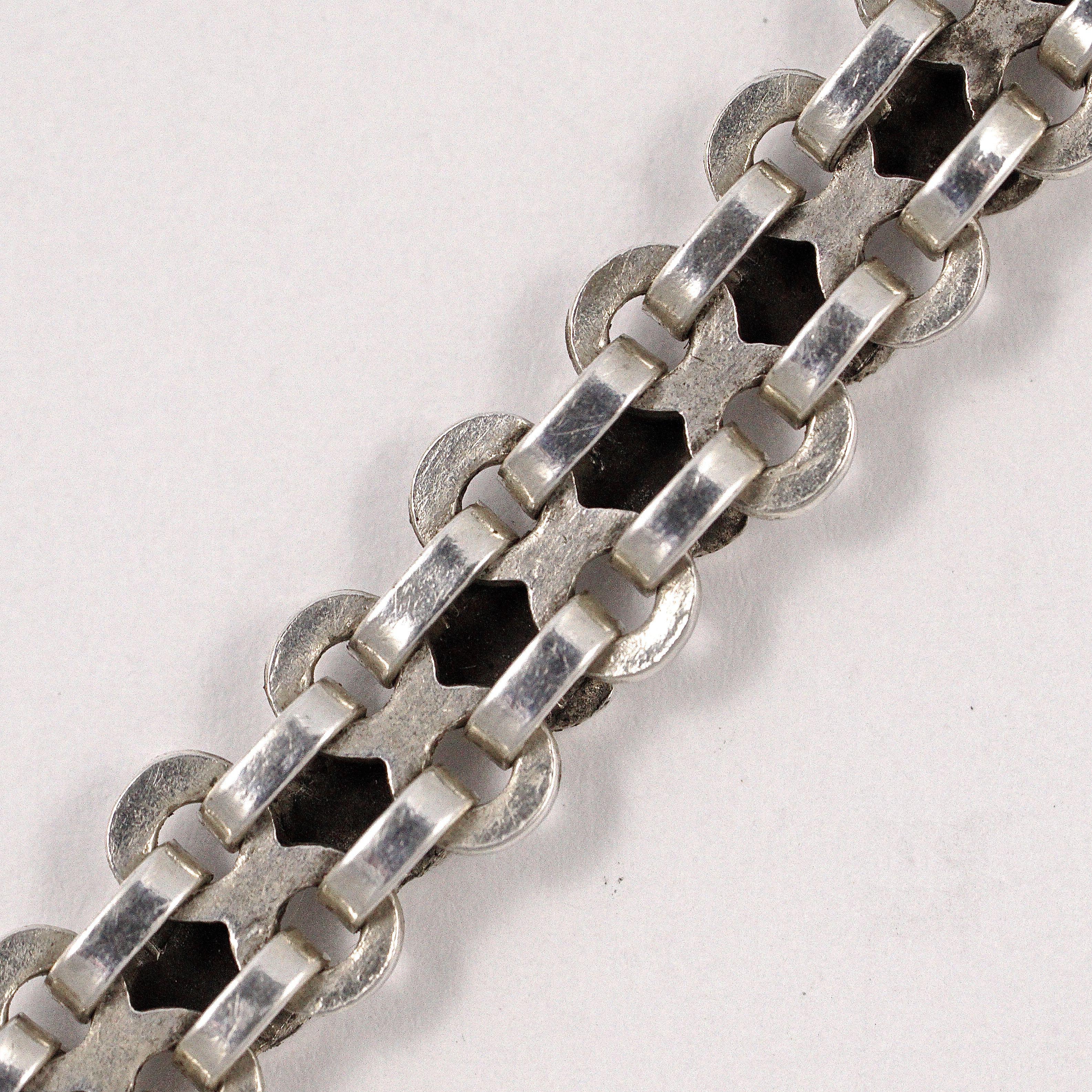 Rajasthan India Silver Chain Decorative Link Bracelet with Simple Hook Fastening 3