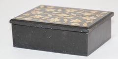 Mughal Rajasthani Black Marble Inlay Trinket Box Pietra Dura India