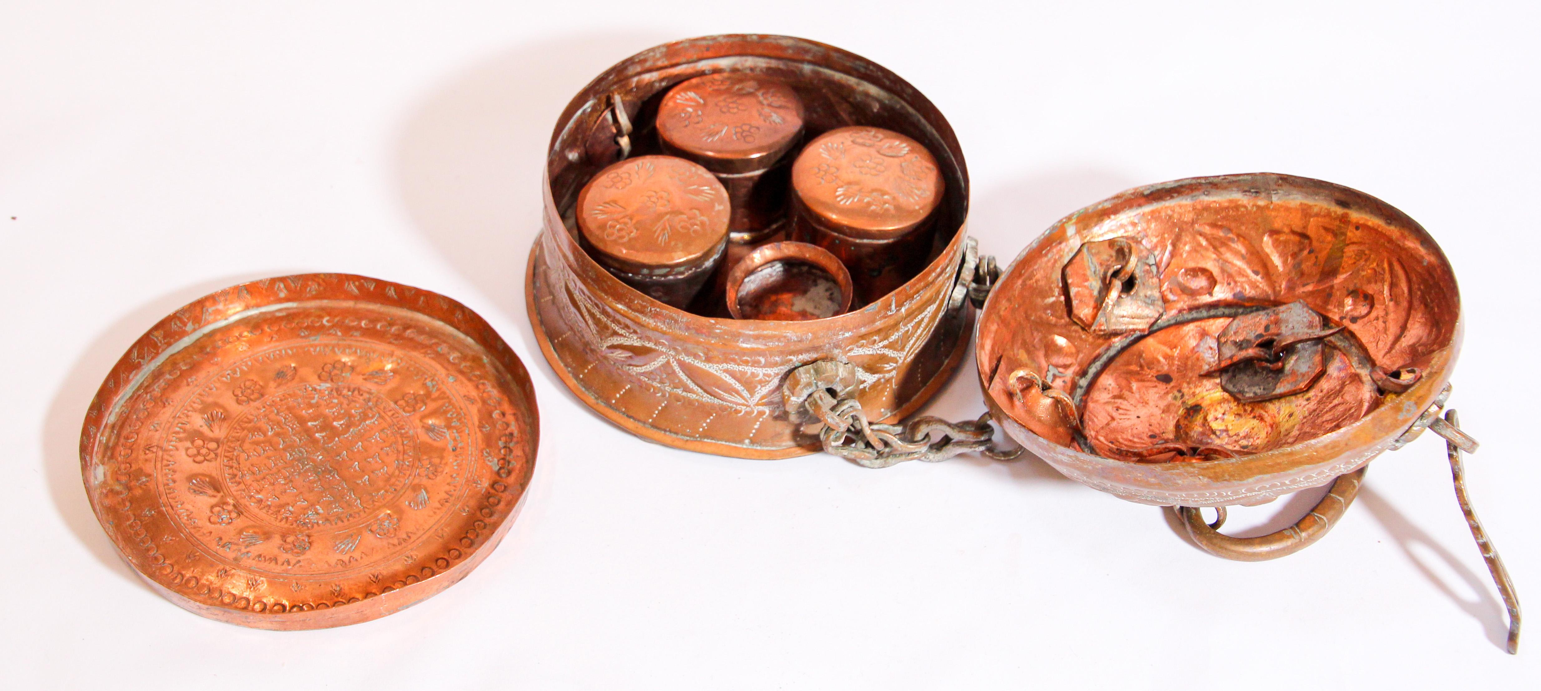 Rajasthani Decorative Brass Lidded Betel Caddy Box For Sale 10