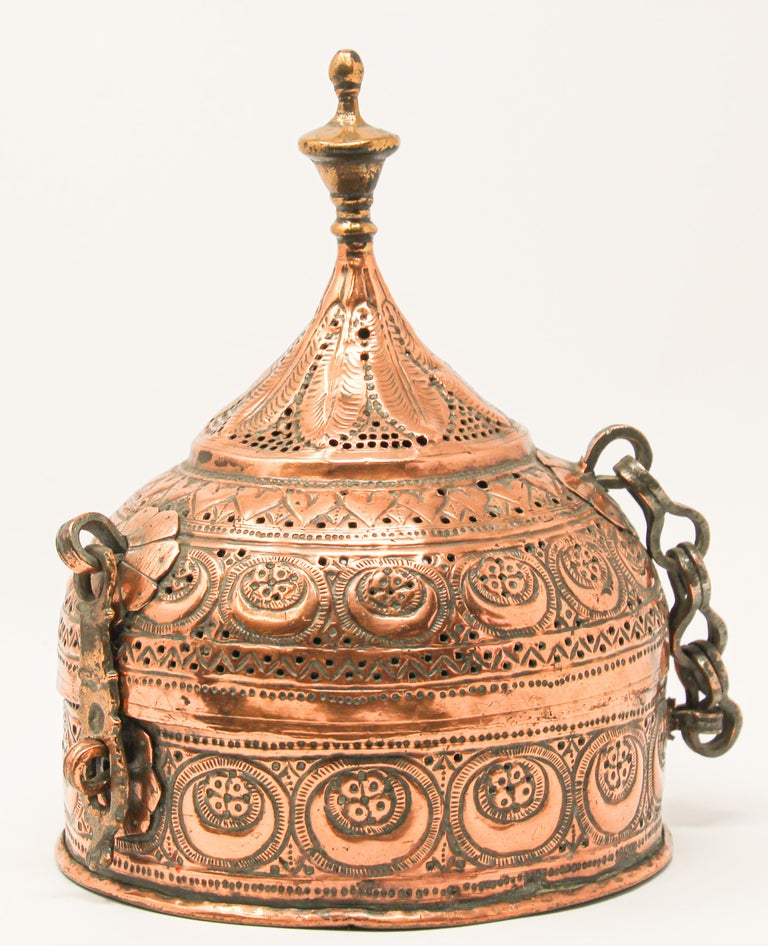 Rajasthani Mughal Decorative Copper Lidded Betel Spice Pandan Caddy Box