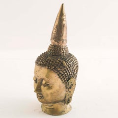 Rajasthani Gilded Cast Bronze Buddha Head Art