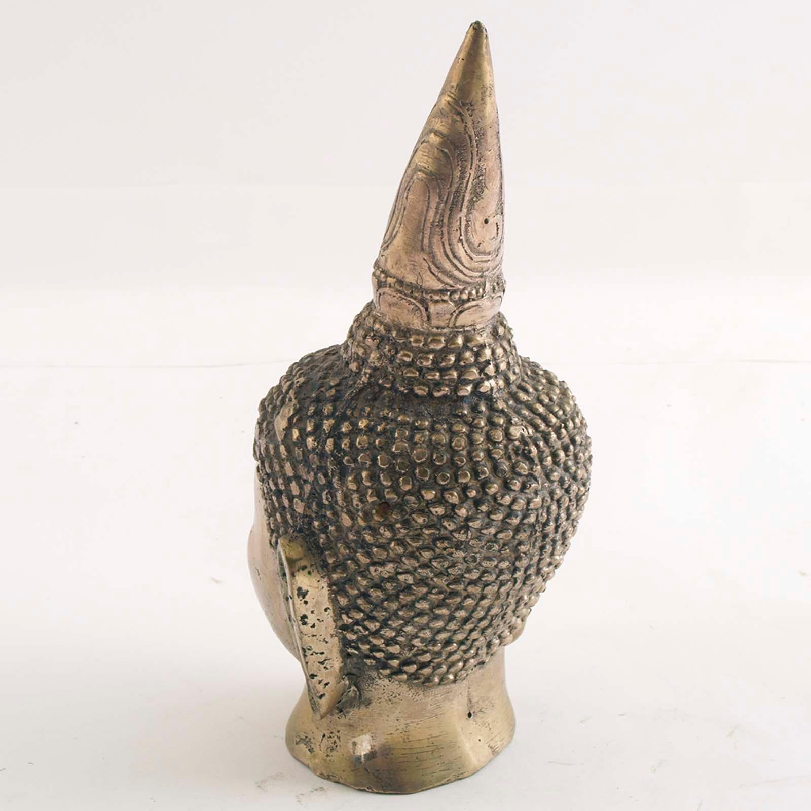 Other Rajasthani Gilded Cast Bronze Buddha Head Art For Sale