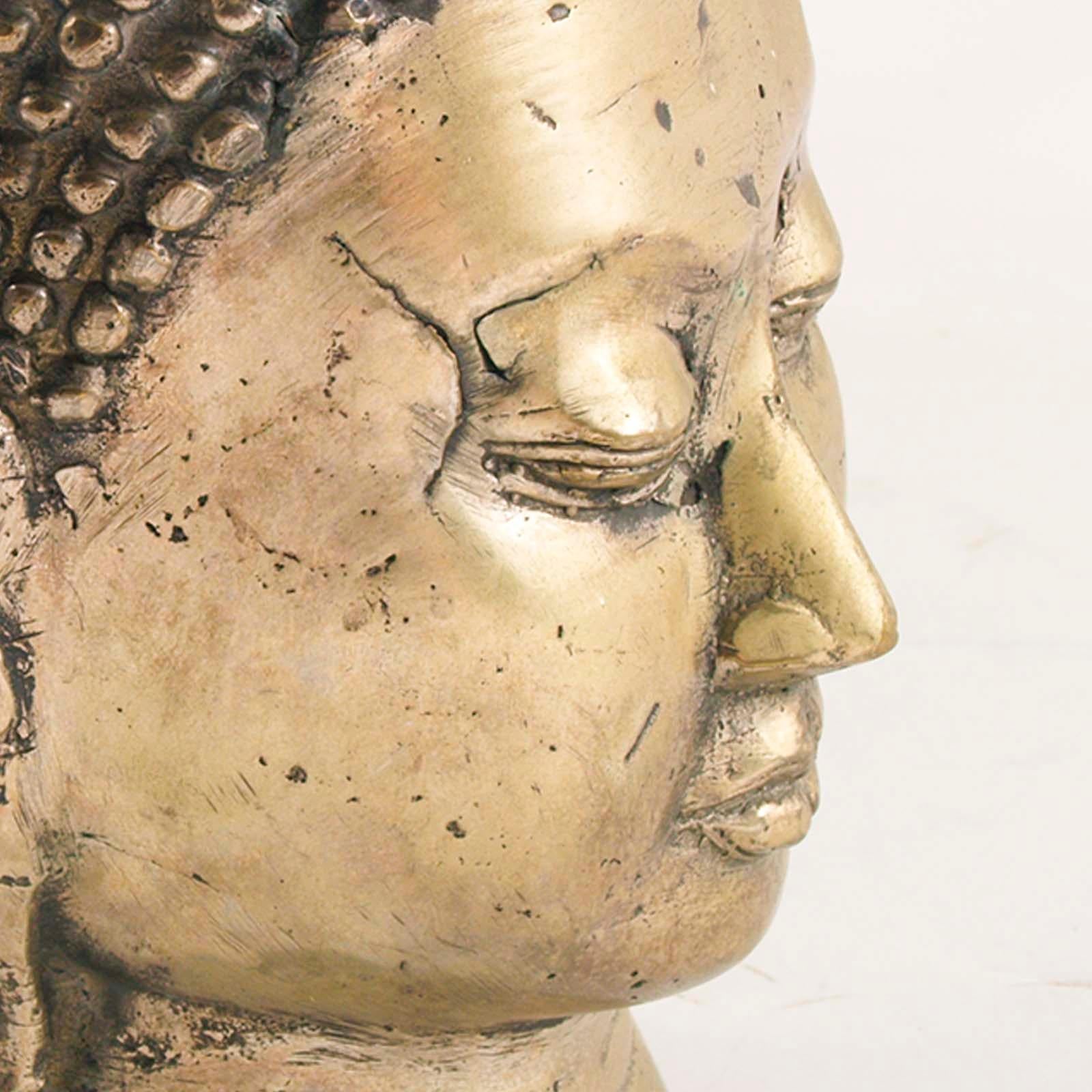 Gilt Rajasthani Gilded Cast Bronze Buddha Head Art For Sale