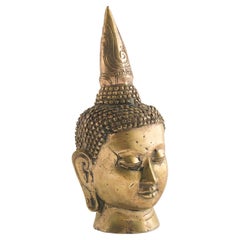 Tête de Bouddha en bronze doré du Rajasthani