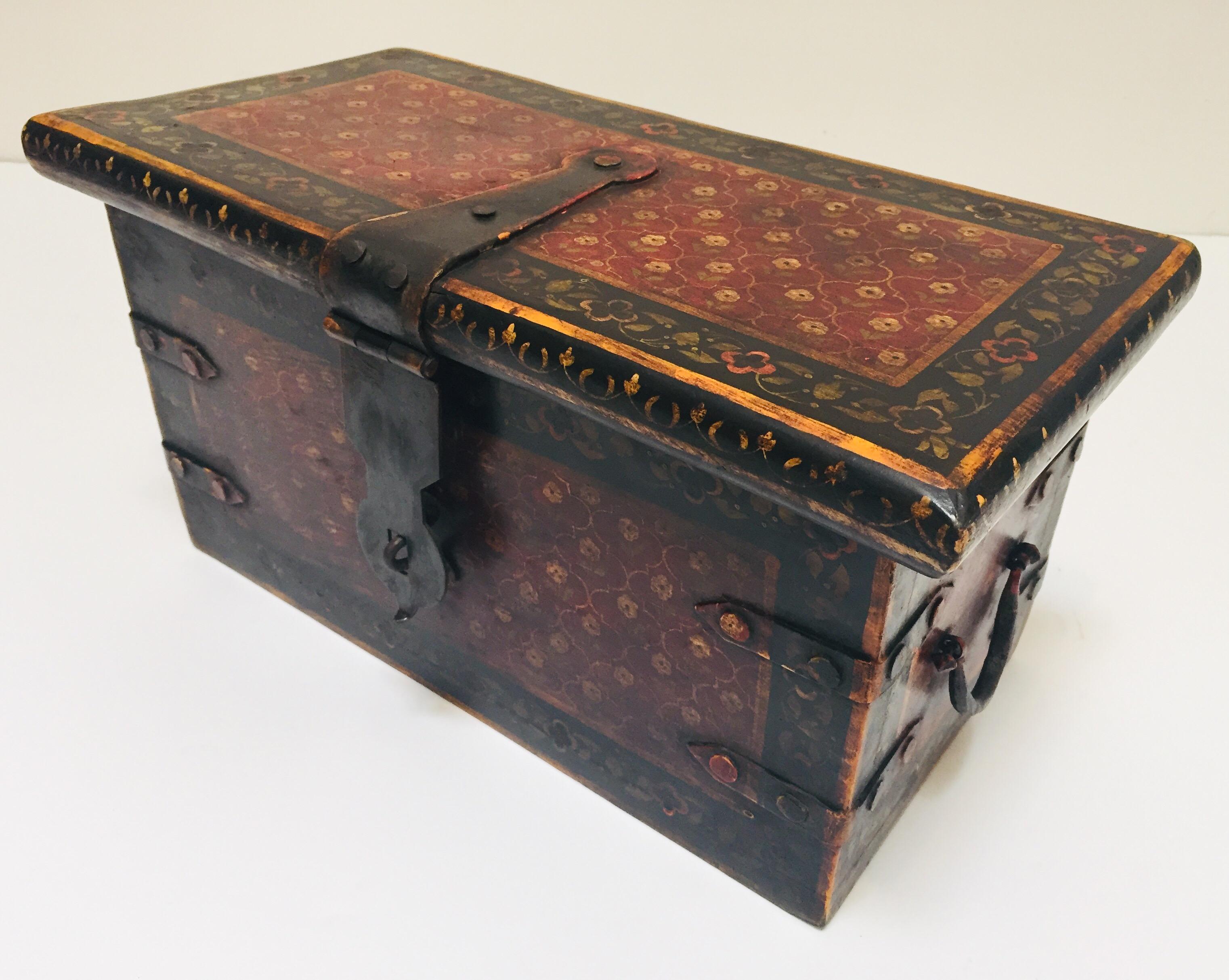Indian Rajasthani Hand-Painted Large Jewelry Dowry Box