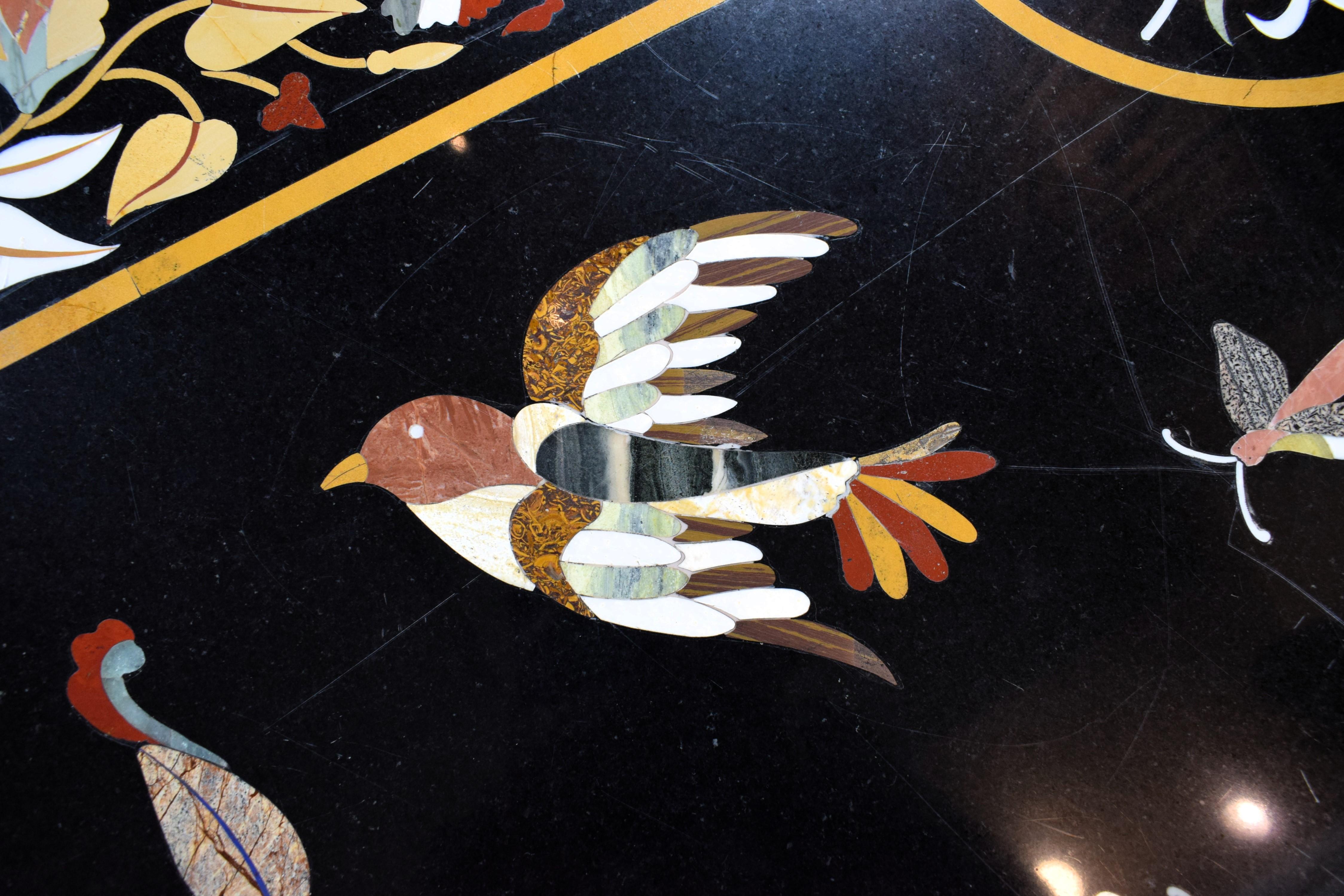 Rajasthani Pietra Dura Granite Table Top With Semi-precious Stones Inlay For Sale 2