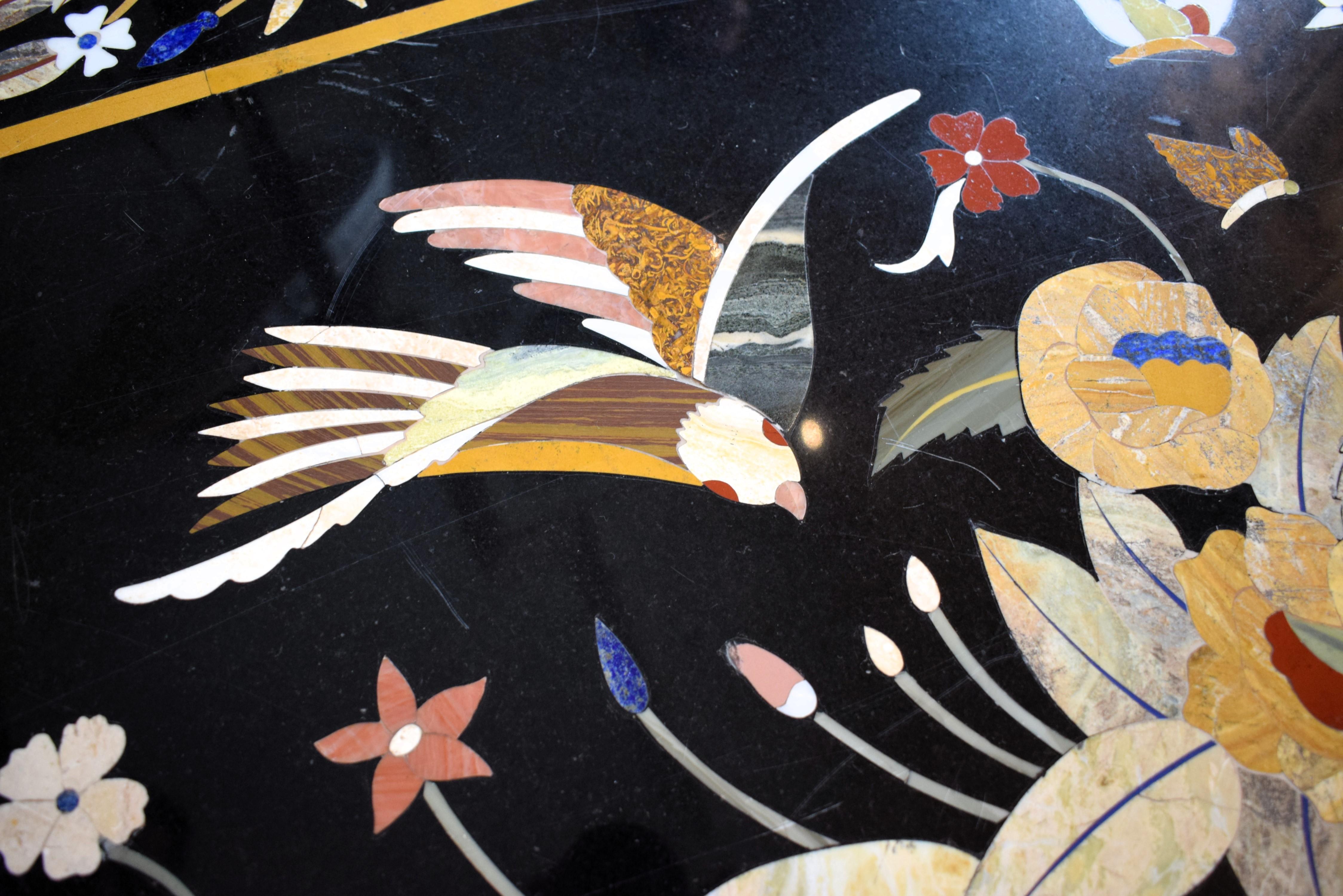 Rajasthani Pietra Dura Granite Table Top With Semi-precious Stones Inlay For Sale 3
