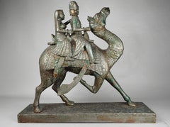 Rajasthani Wooden Couple Riding A Camel,  20th Century