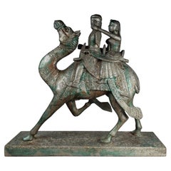 Coppia di legno del Rajasthani che cavalca un cammello,  20° secolo