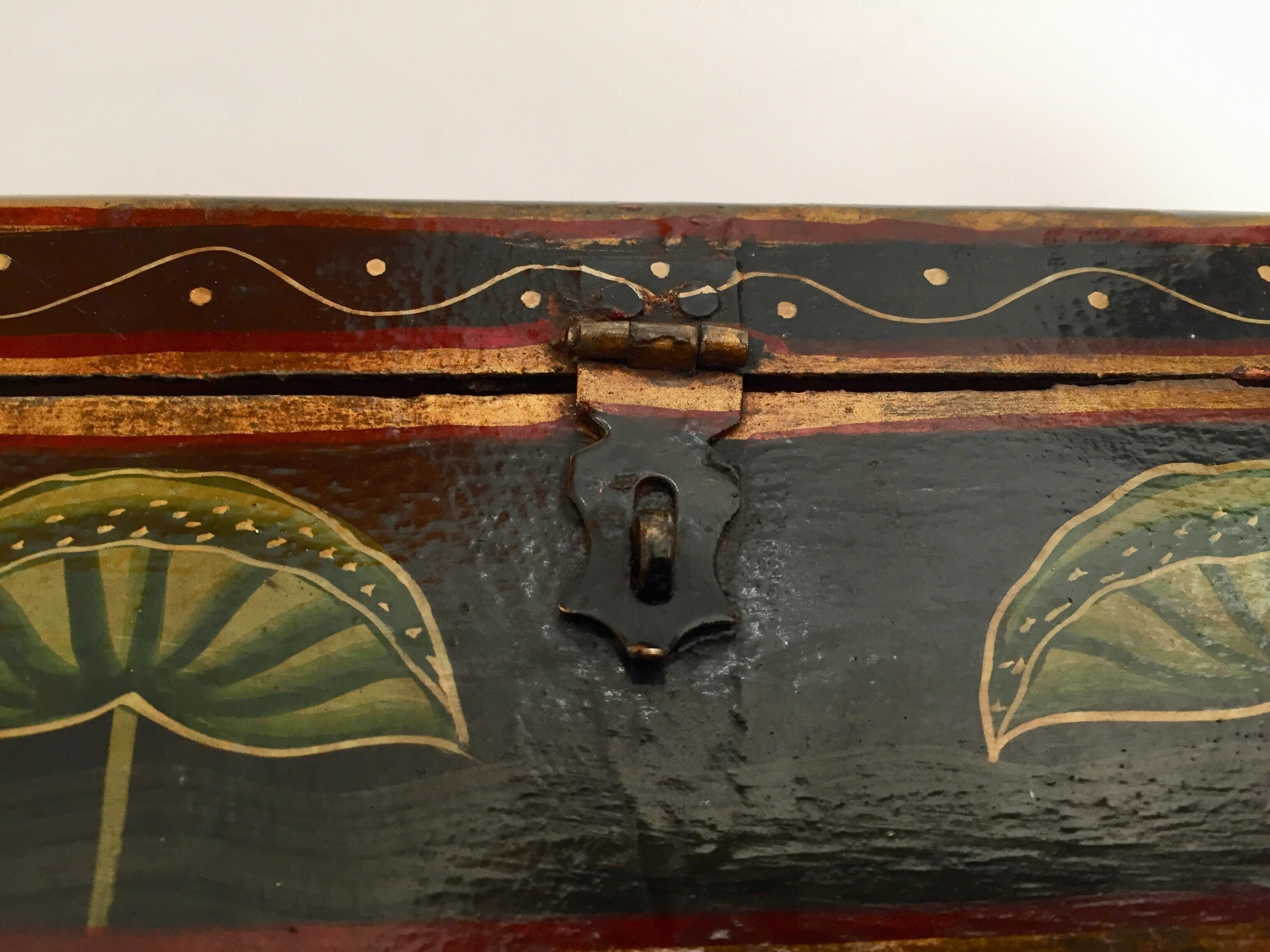 Rajhastani Hand Painted Decorative Box Black with Floral Designs 2