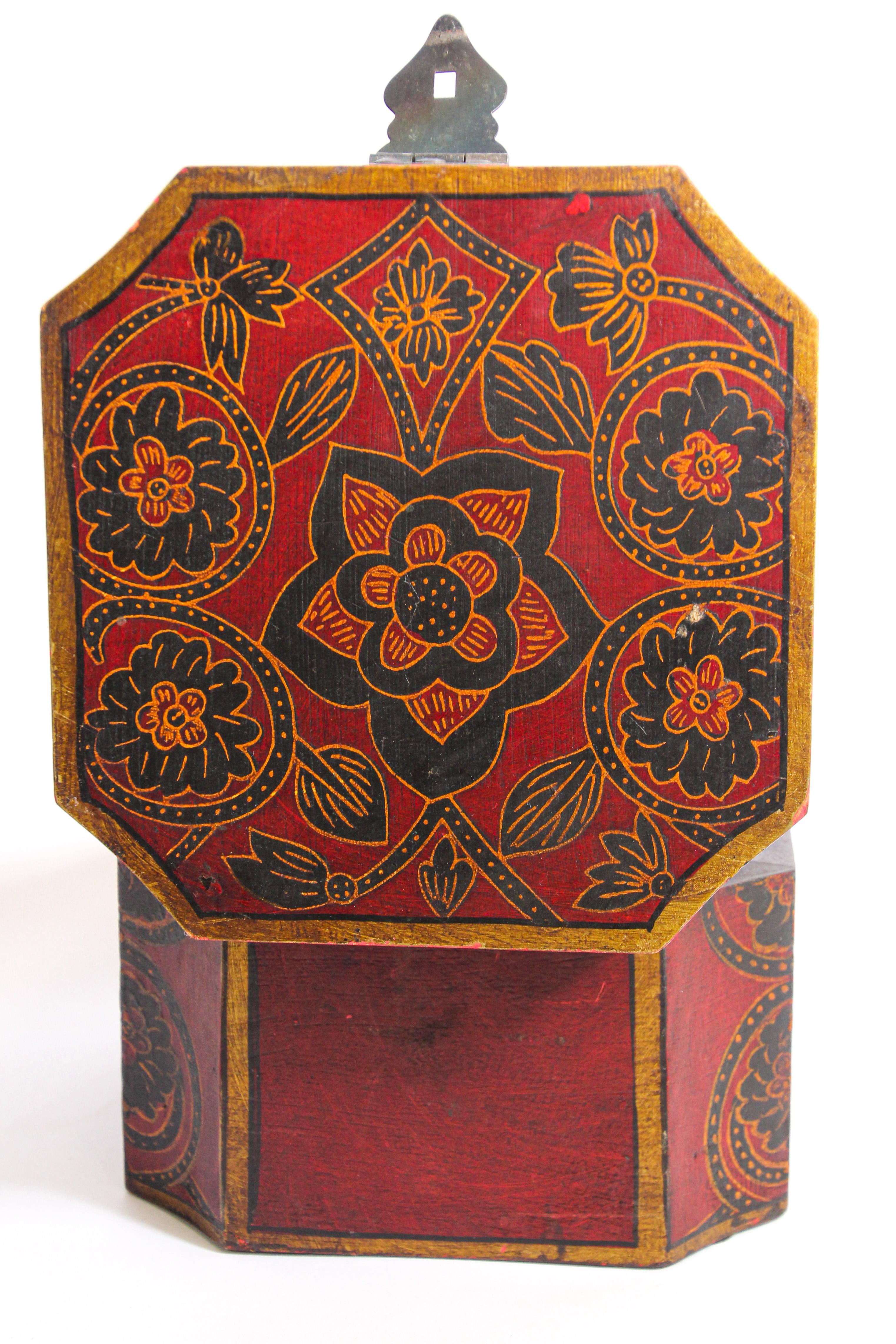 Tibetan Hand Painted Decorative Box with Floral Designs 5