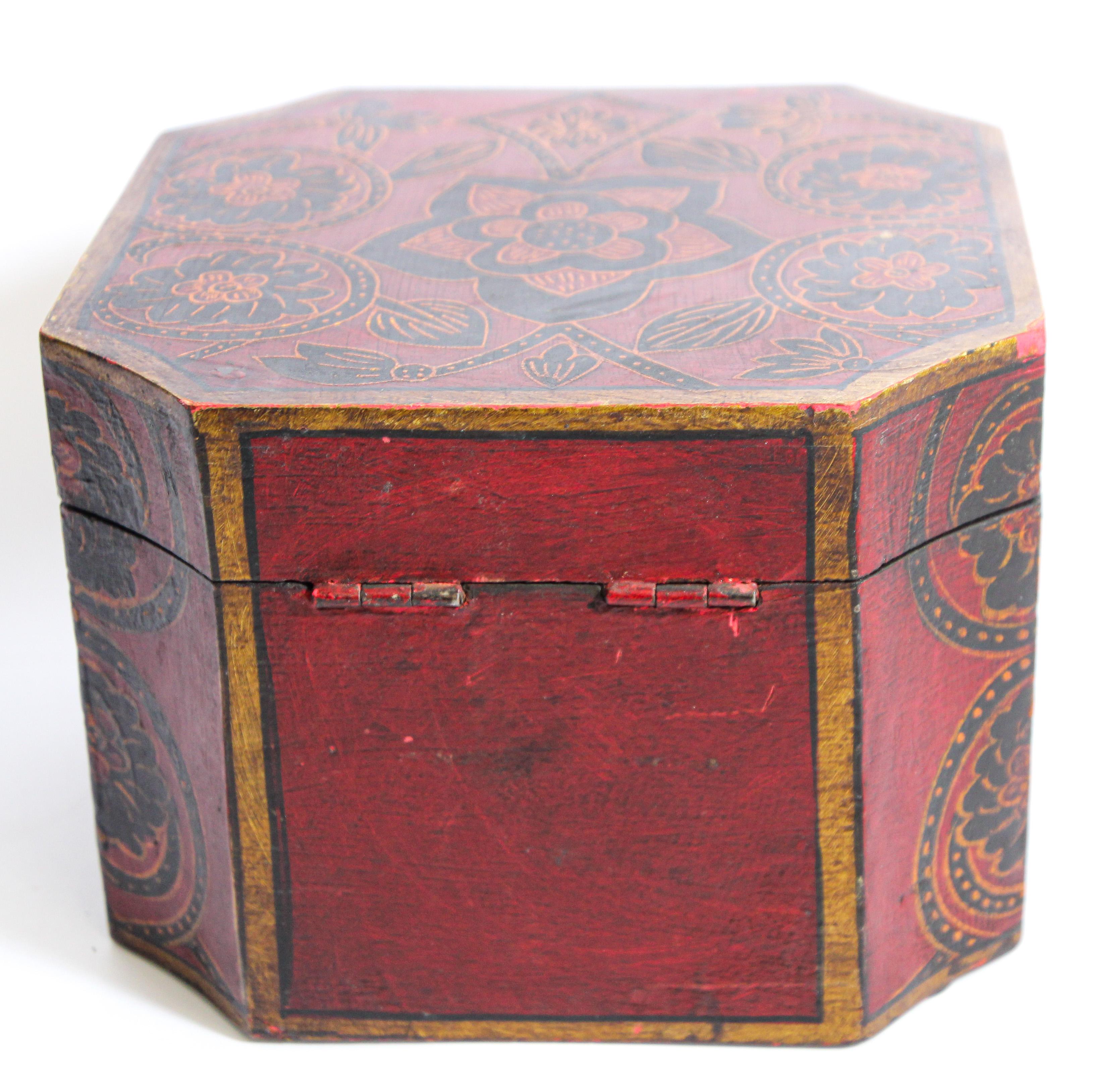Tibetan Hand Painted Decorative Box with Floral Designs 6