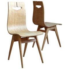 Rajmund Hałas Chairs for Bydgoskie Fabryki Mebli, 1960s, Plywood, Ash Veneer