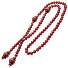 Rajola 18K Yellow Gold Carnelian Sard Beaded Strand Necklace