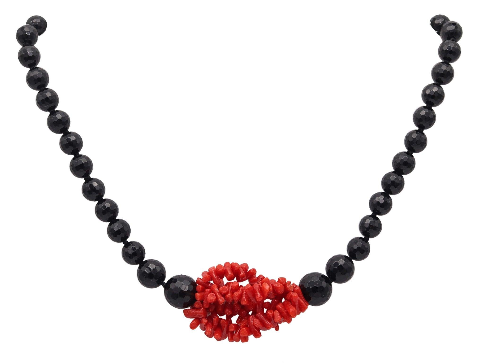 RAJOLA Napoles Necklace In Black Onyx Red Coral black Horn and 18Kt Gold