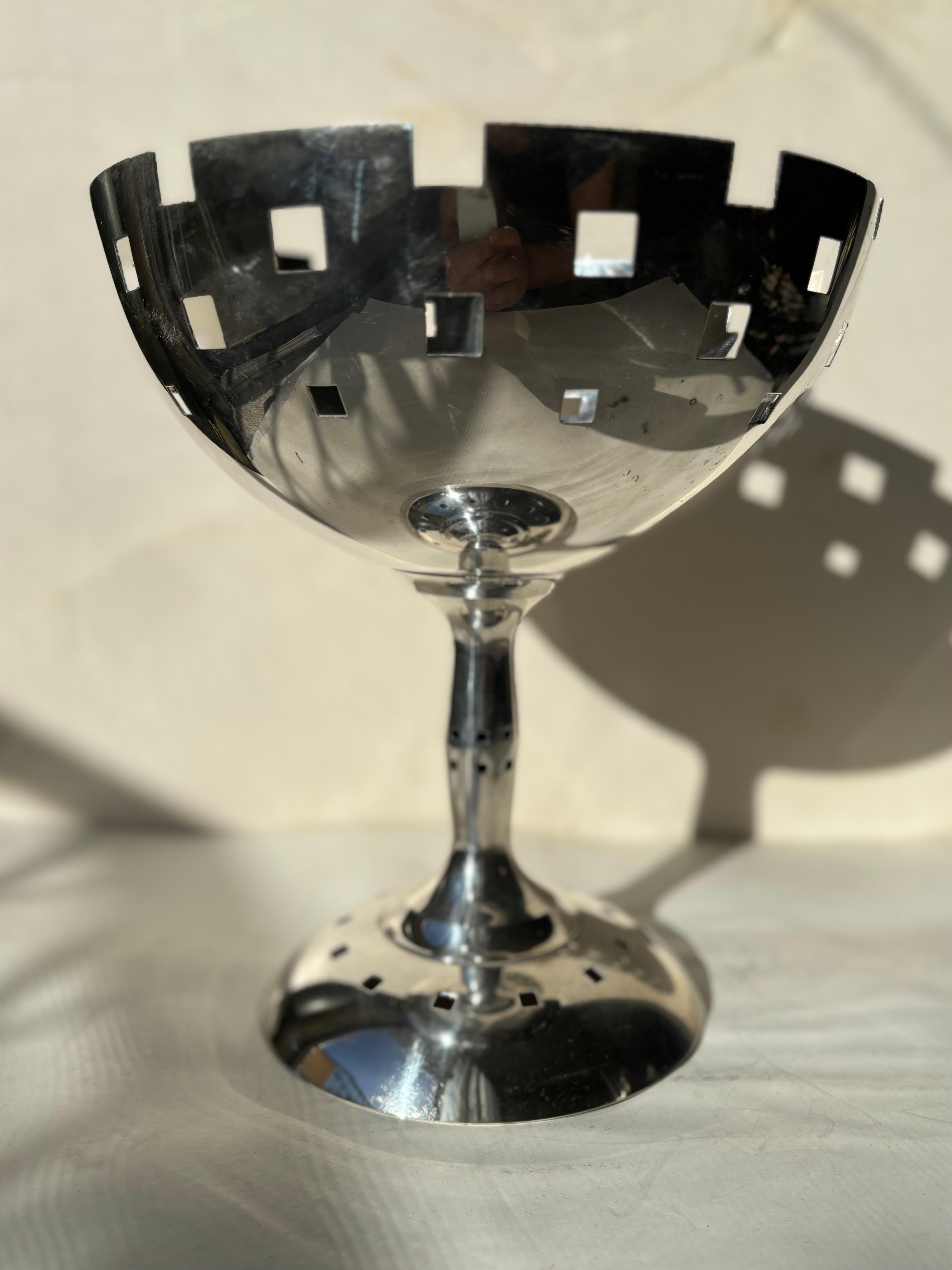 Post-Modern Raju Peddada  large silver footed bowl / Tazza  name 