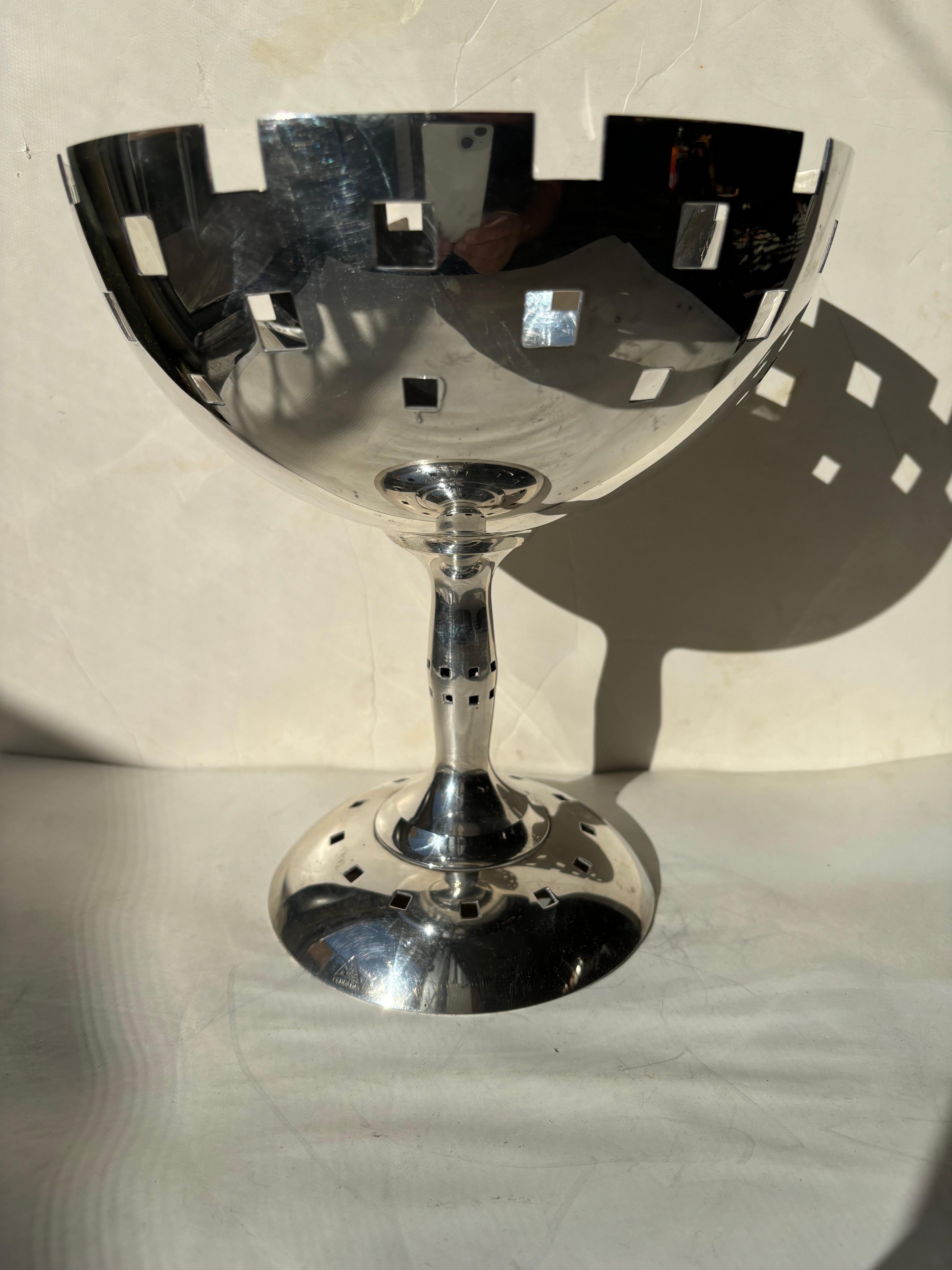Raju Peddada  large silver footed bowl / Tazza  name 