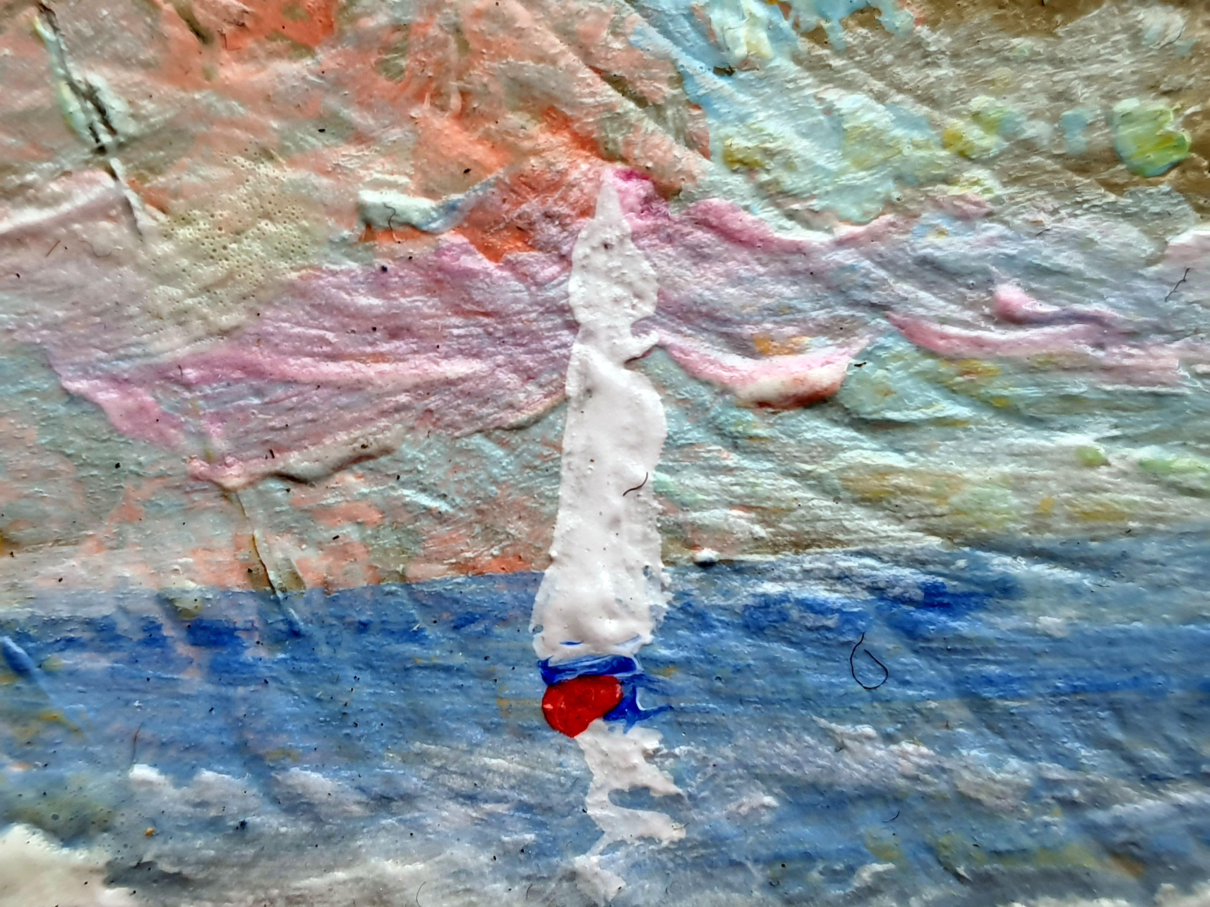 In dieser lebendigen Mischung aus Realismus und Abstraktion habe ich die rohe Energie einer Meereslandschaft eingefangen, die sich nach den Turbulenzen verjüngt. Die strukturierten Pinselstriche in Acryl und Öl erzeugen einen Tanz aus Licht und