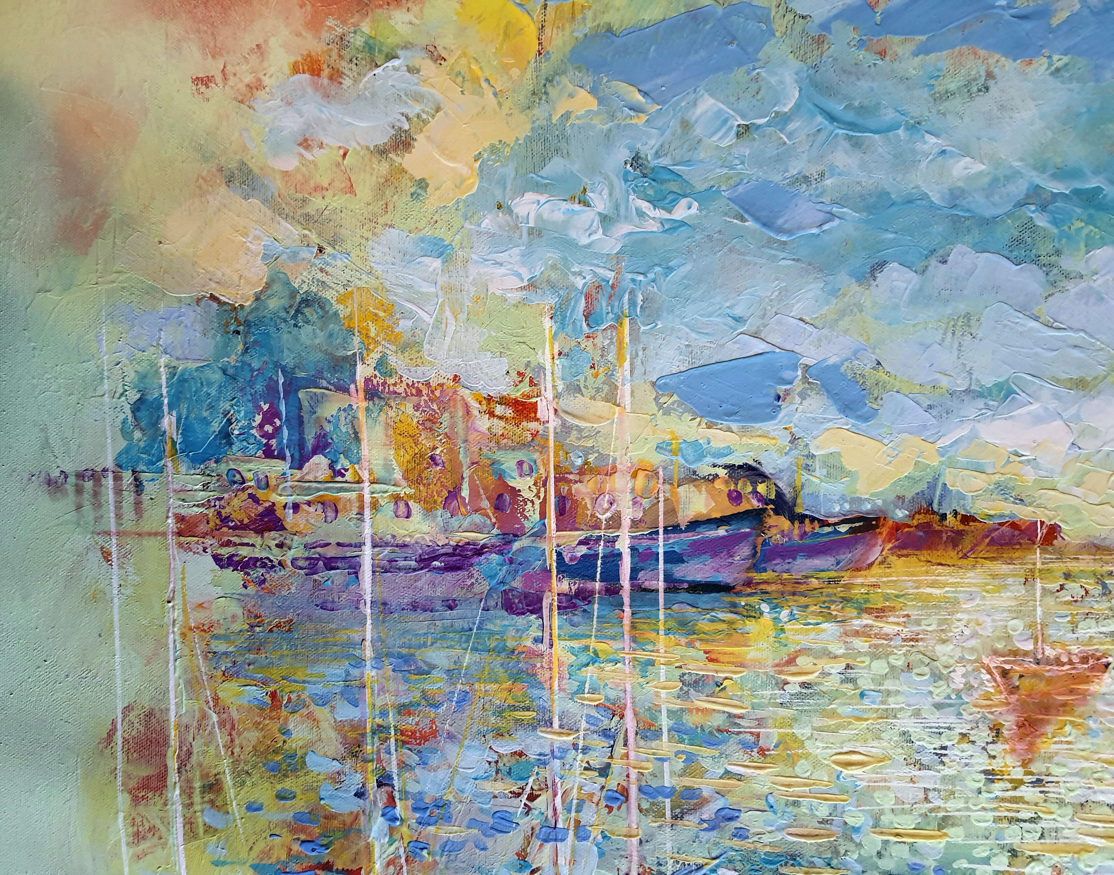 Autumn Port - Impressionist Painting by RAKHMET REDZHEPOV (RAMZI)