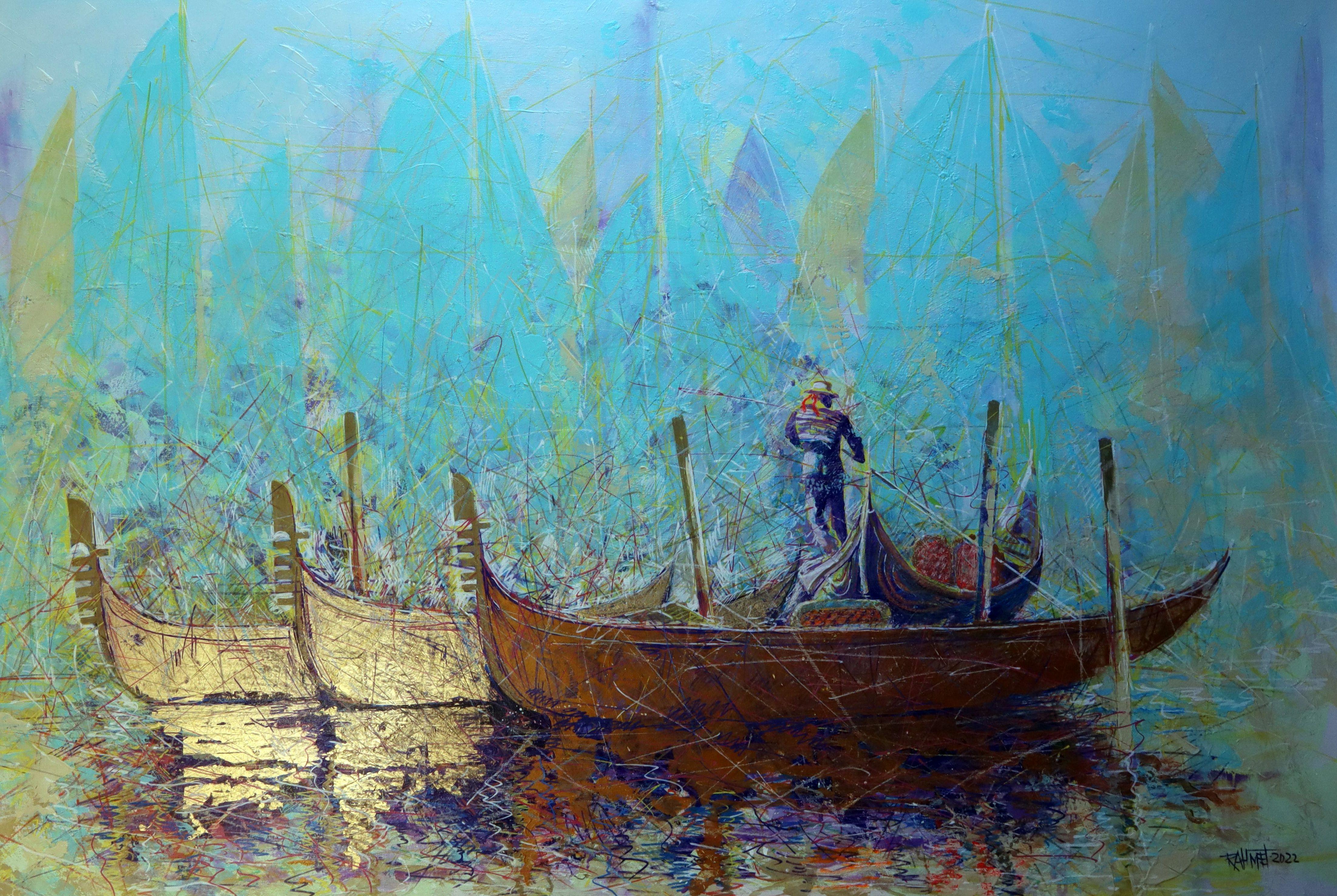 Herbstregatta in Venedig – Painting von RAKHMET REDZHEPOV (RAMZI)