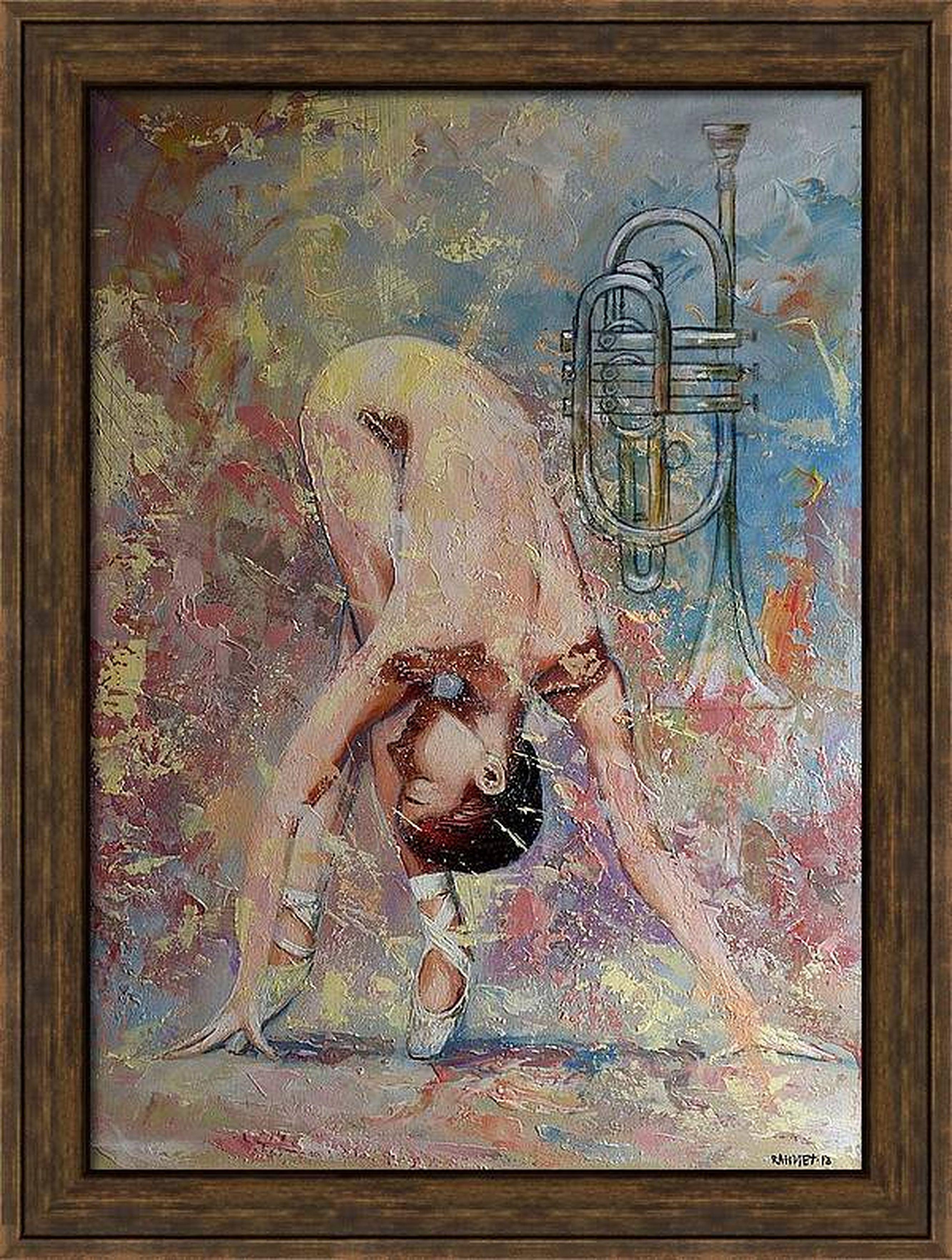Ballerina 4 (Grau), Figurative Painting, von RAKHMET REDZHEPOV (RAMZI)