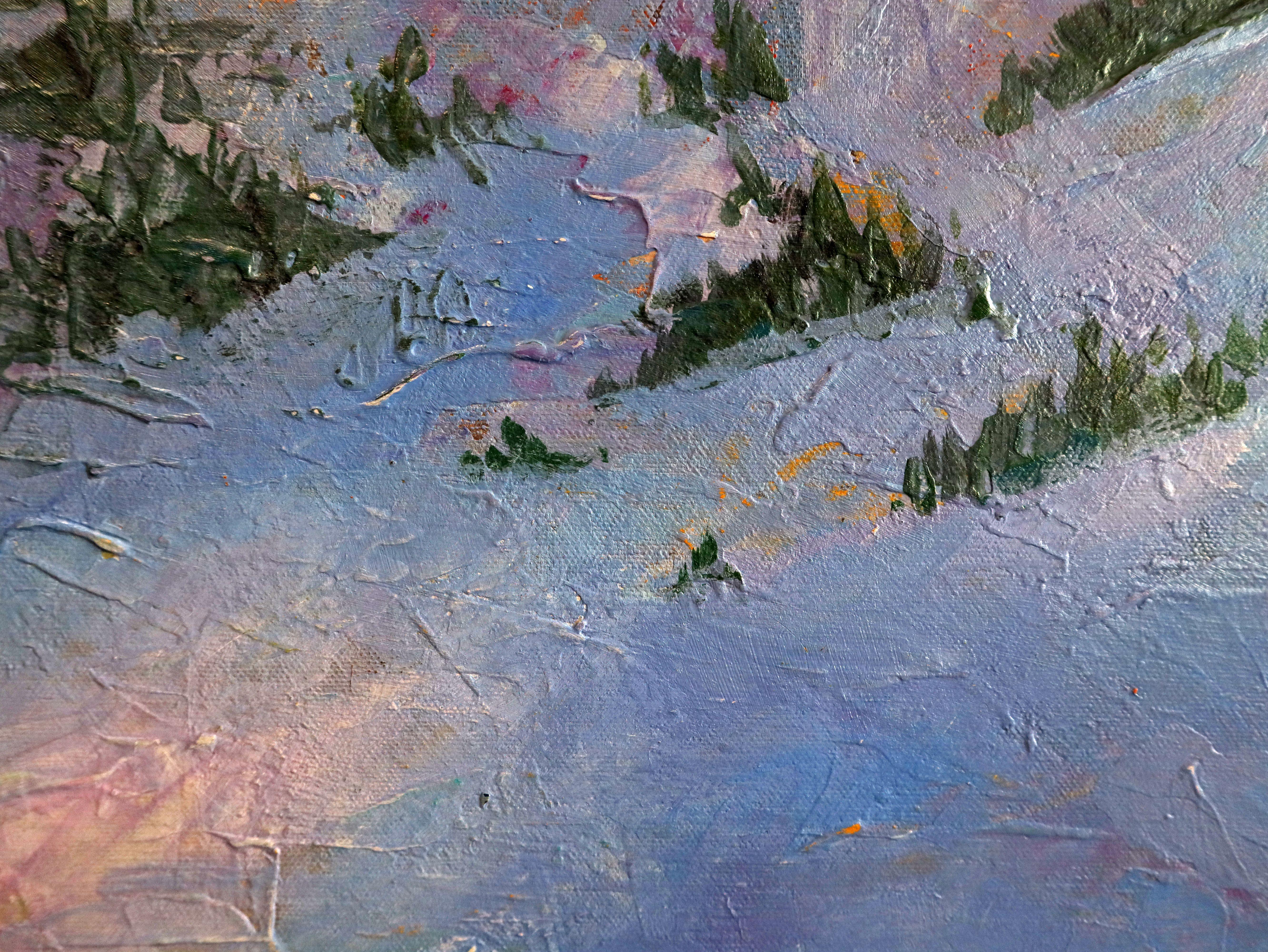 De belles montagnes - Impressionnisme Painting par RAKHMET REDZHEPOV (RAMZI)