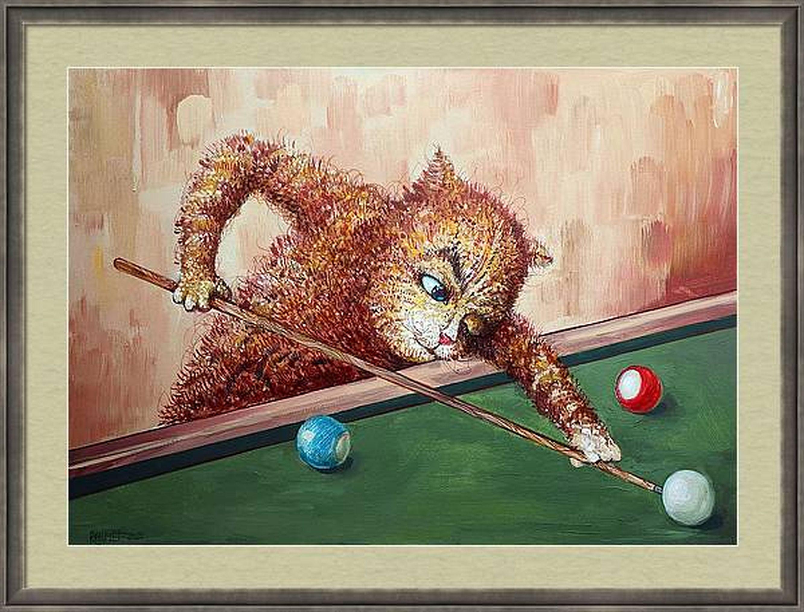 Billiard Player   original painting - Painting by RAKHMET REDZHEPOV (RAMZI)