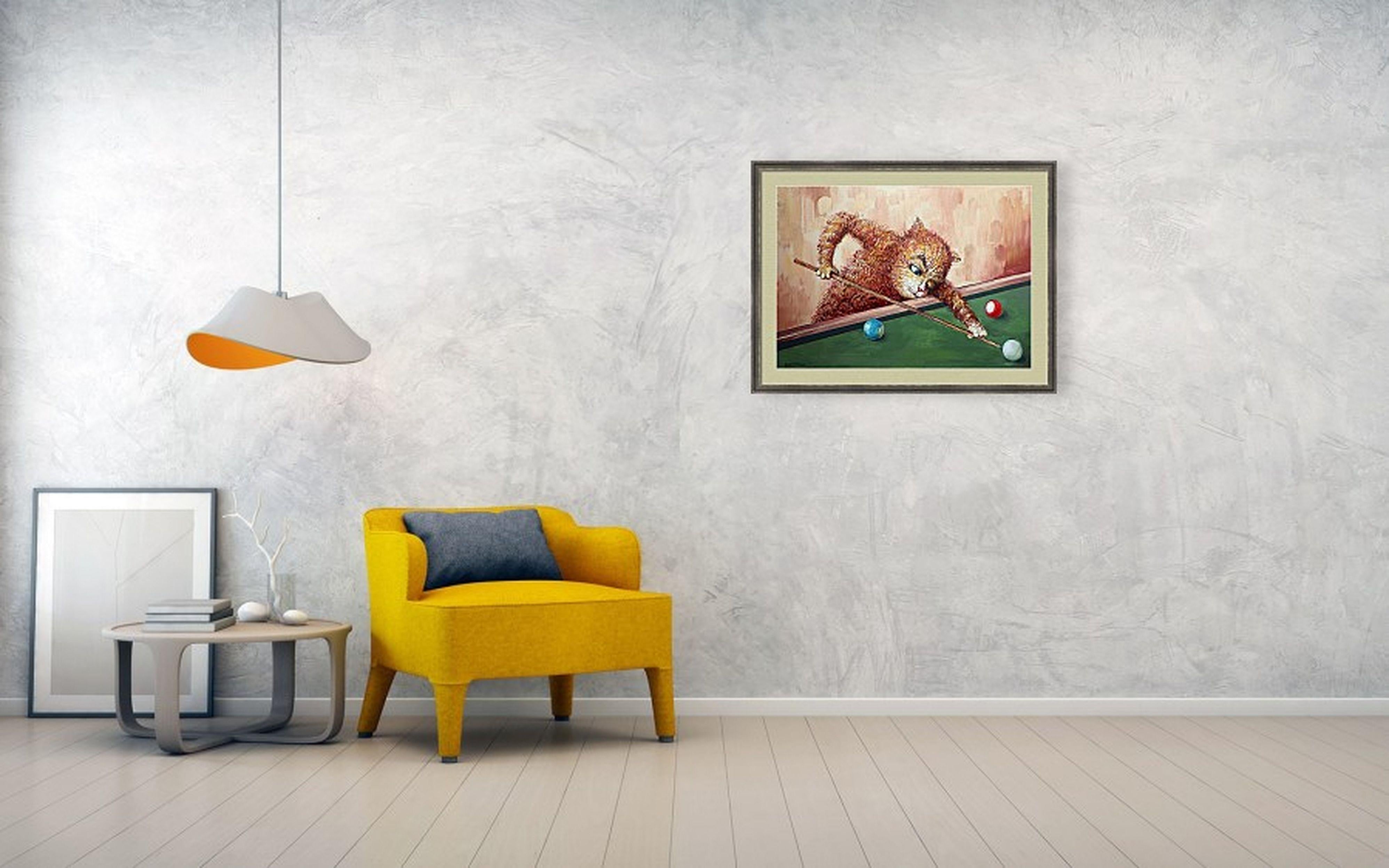 Billiard Player   original painting - Beige Animal Painting by RAKHMET REDZHEPOV (RAMZI)