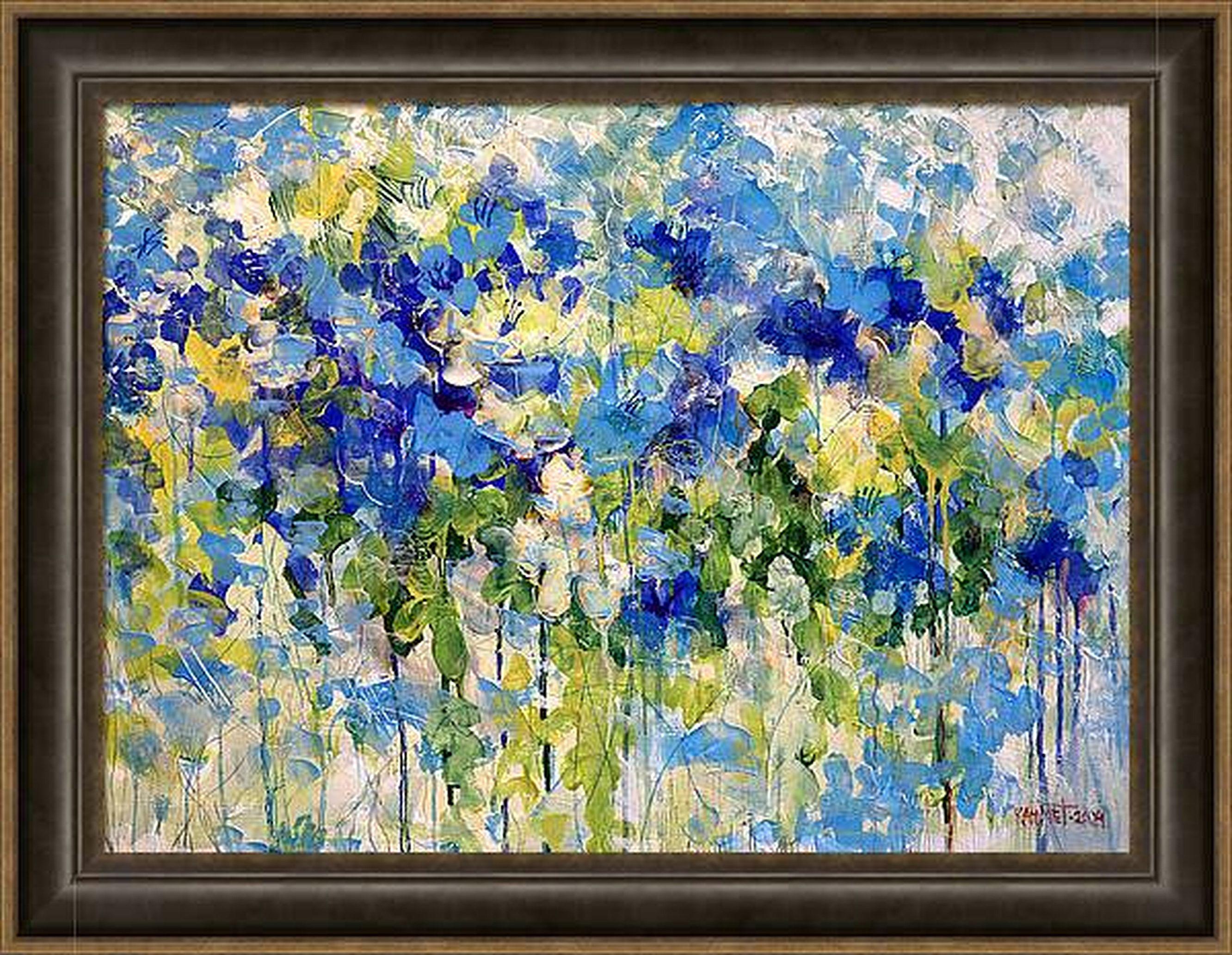 In this vibrant canvas, I've melded the fluid grace of abstract art with the emotive brush strokes of impressionism and the bold visual appeal of pop art. I used acrylic and oil to weave a tapestry of blues and greens, capturing the dynamic essence