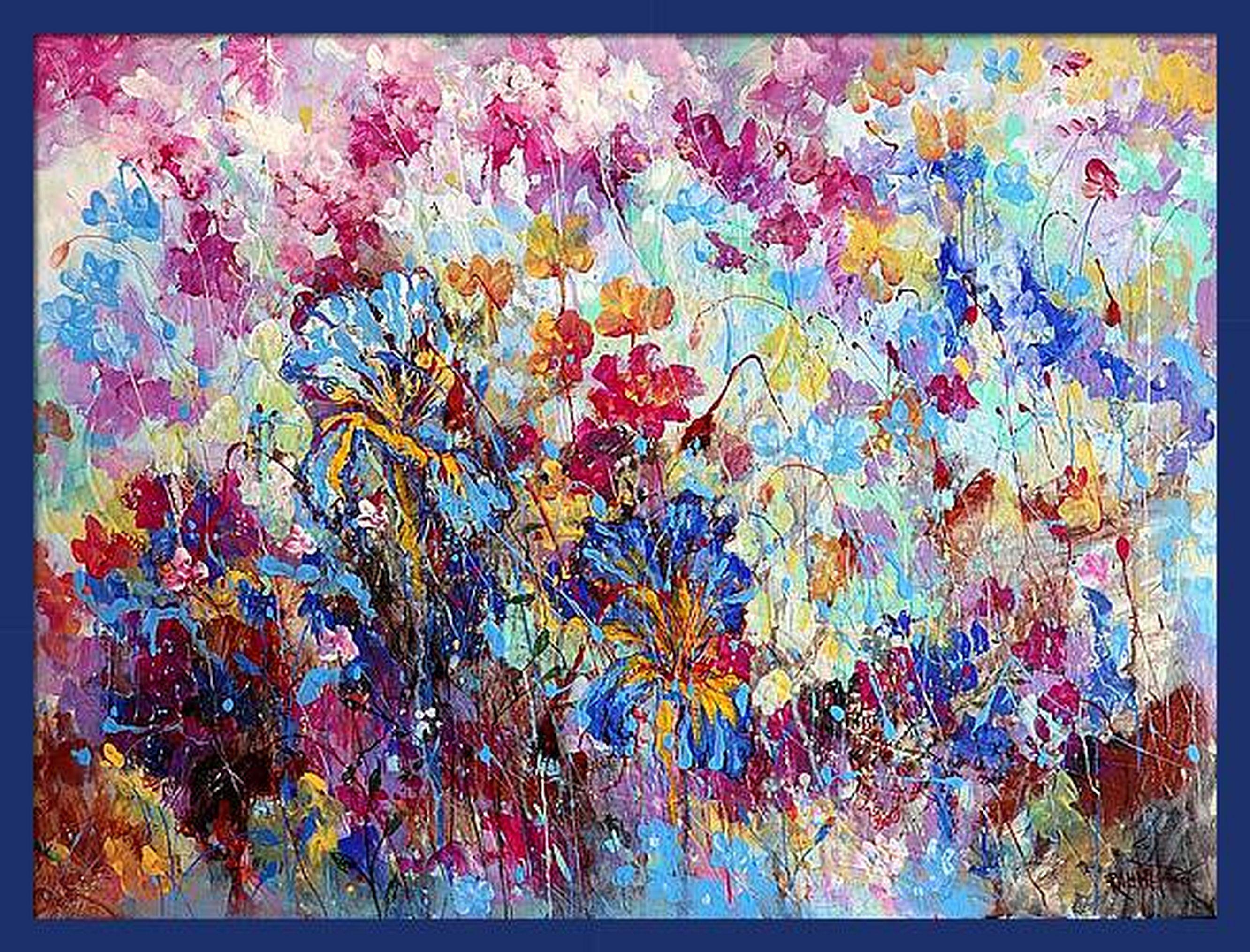 Iris bleus - Impressionnisme Painting par RAKHMET REDZHEPOV (RAMZI)