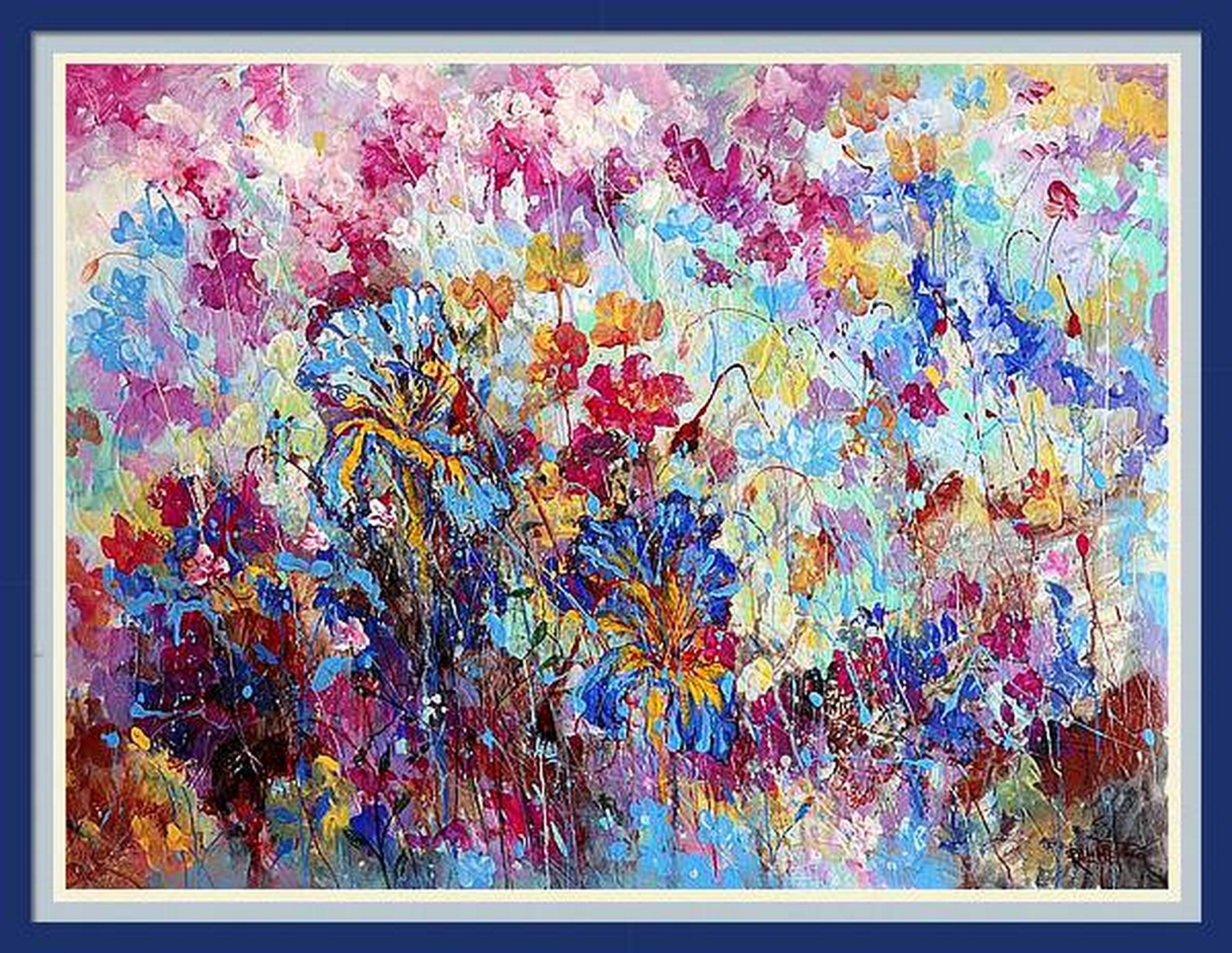 Dans cette peinture, j'ai mélangé de l'acrylique et de l'huile, en adoptant des techniques expressionnistes et impressionnistes pour capturer un paysage vibrant et émotionnel. C'est une symphonie de couleurs et de textures, qui éveille les sens et