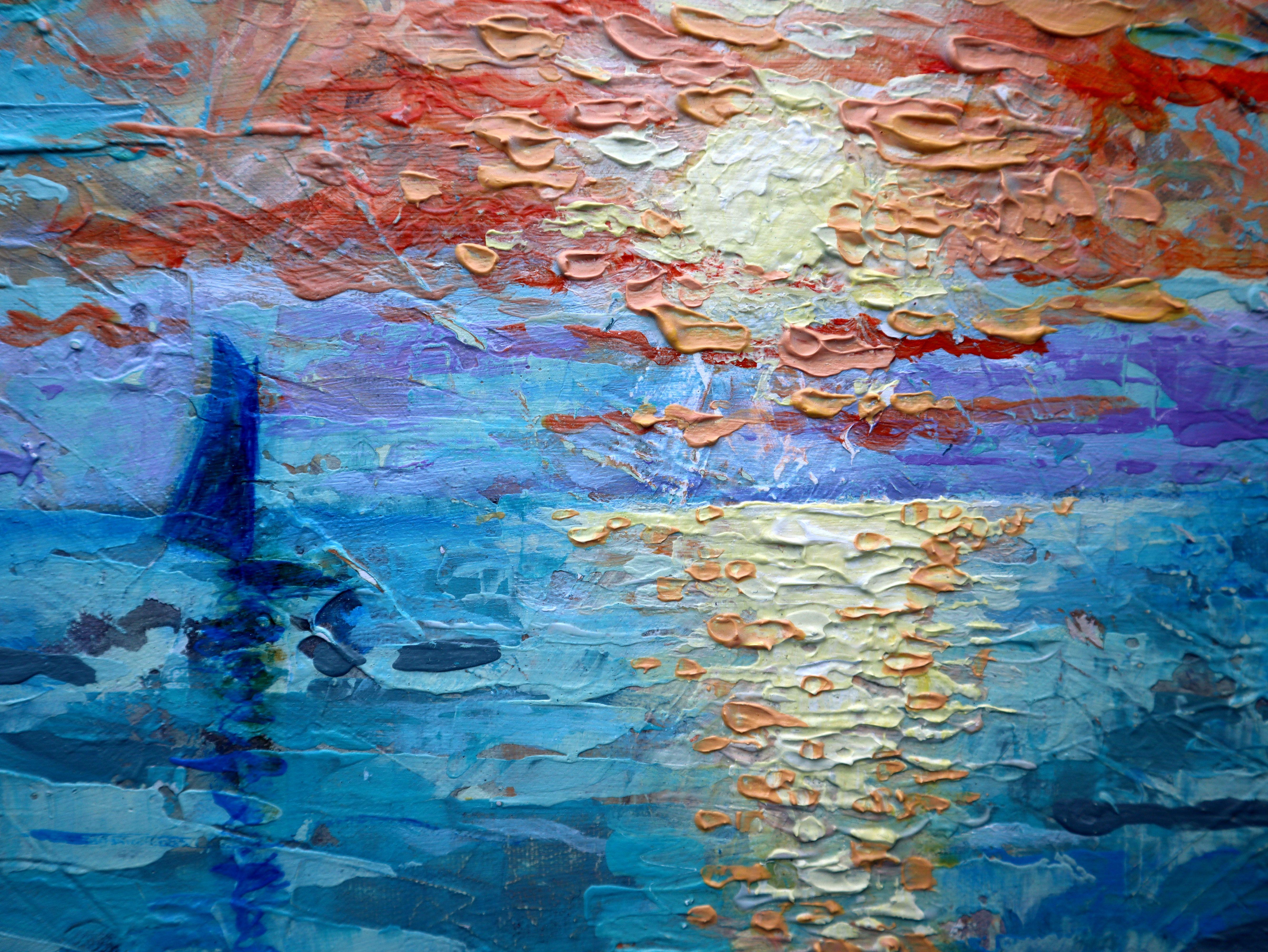 Blue Sail - Impressionist Painting by RAKHMET REDZHEPOV (RAMZI)