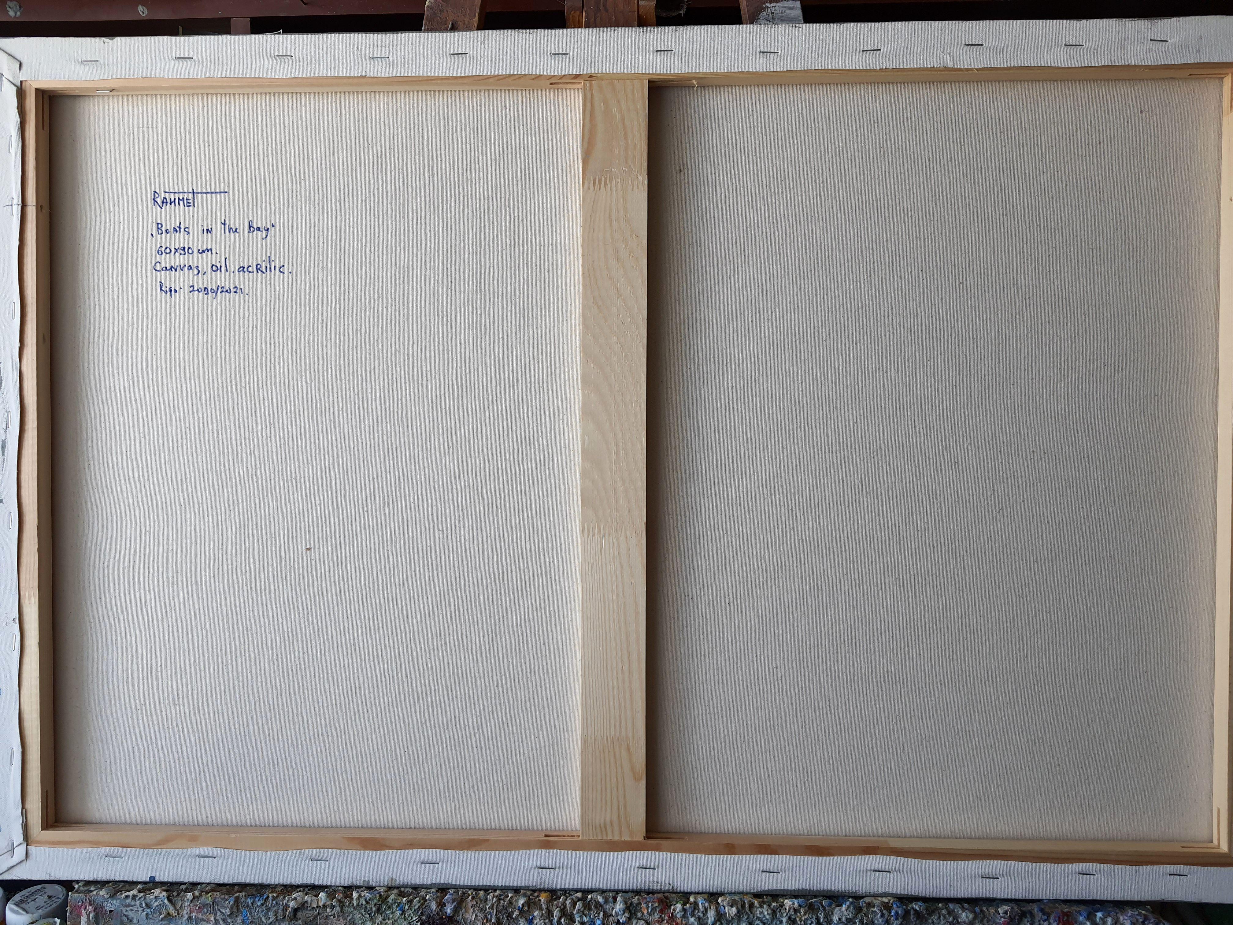 Boats in the Bay - Impressionist Painting by RAKHMET REDZHEPOV (RAMZI)