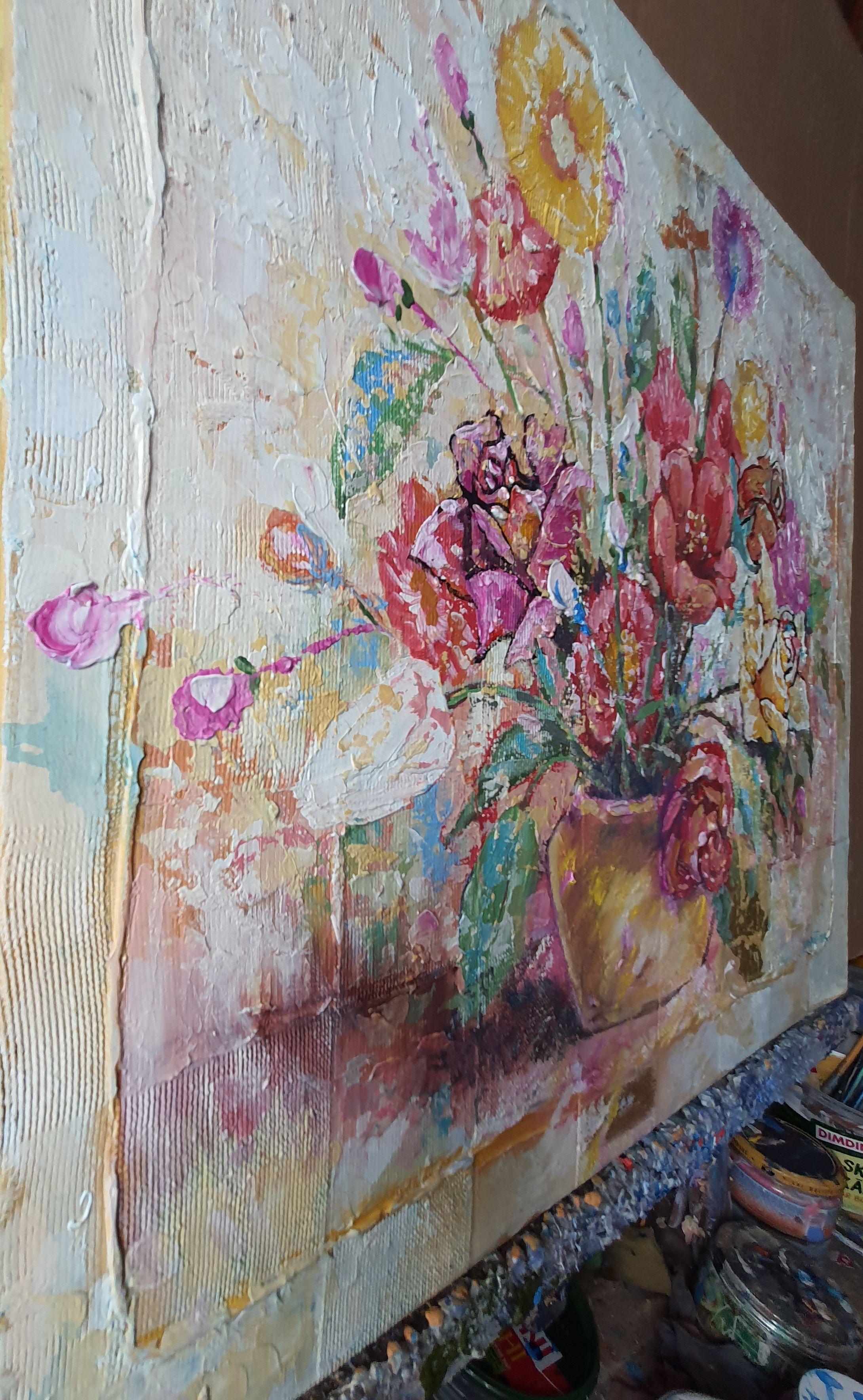 Belle peinture à l'huile originale Bouquet en vente 6