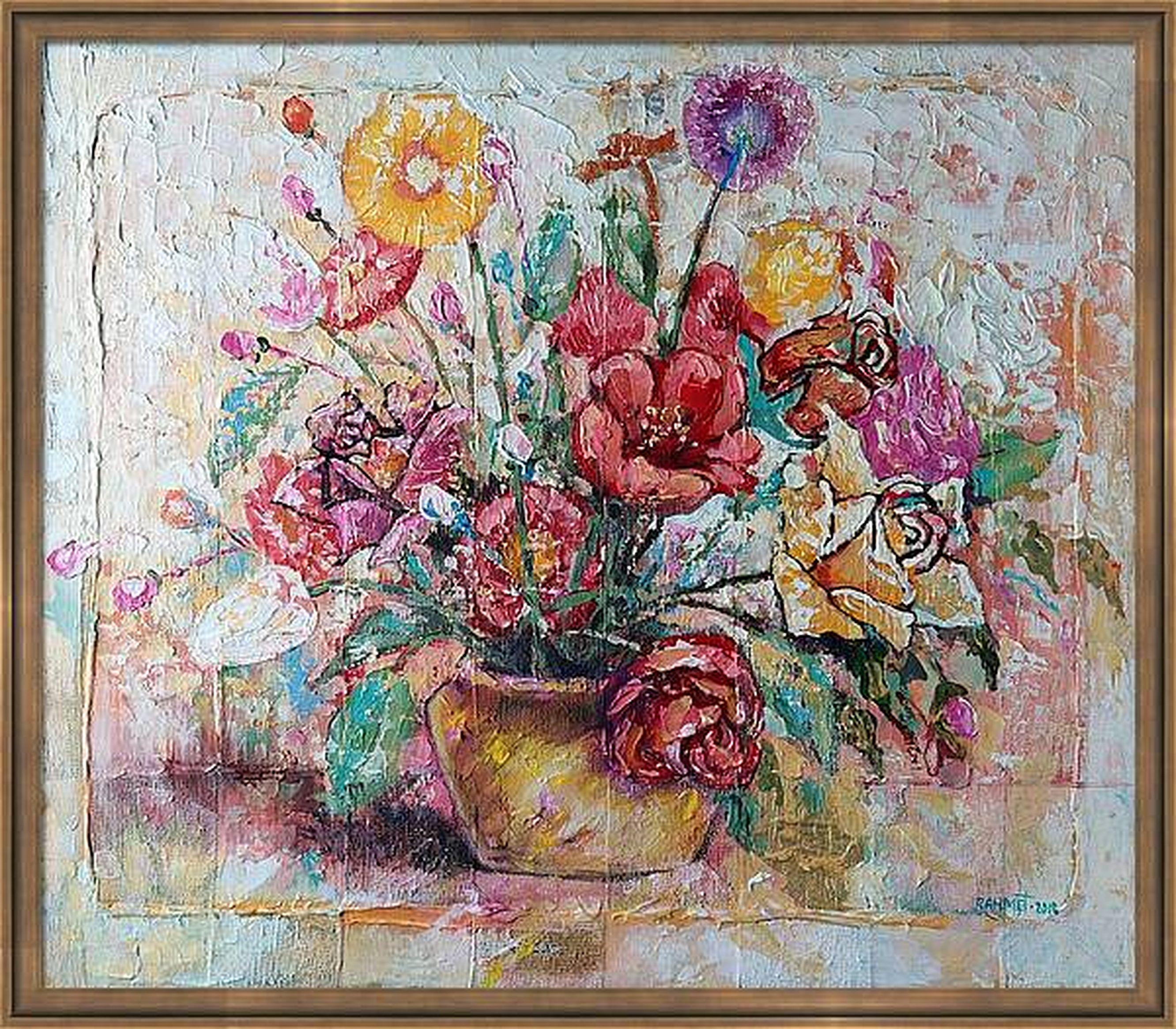 Belle peinture à l'huile originale Bouquet en vente 8