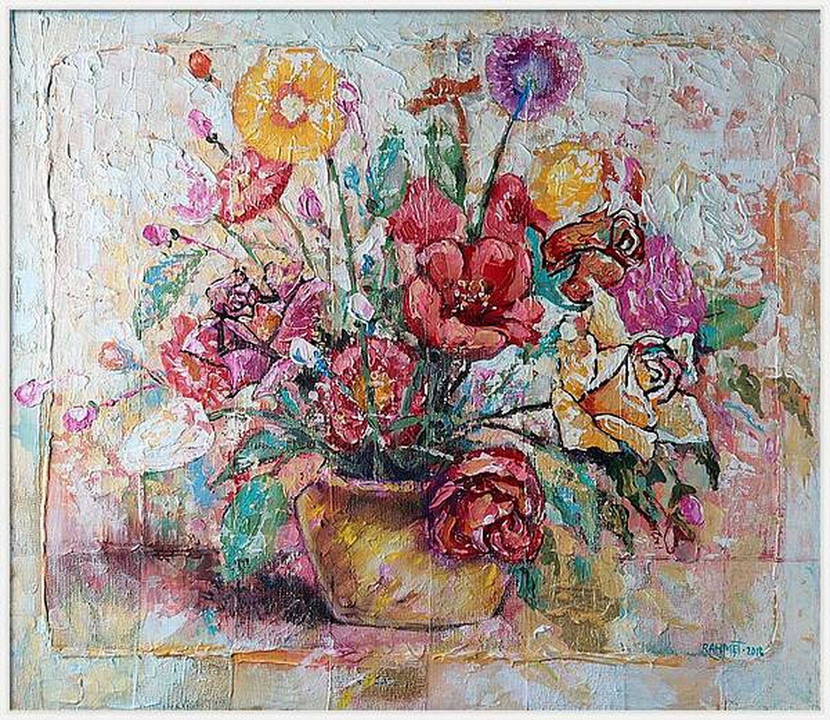 Belle peinture à l'huile originale Bouquet en vente 9