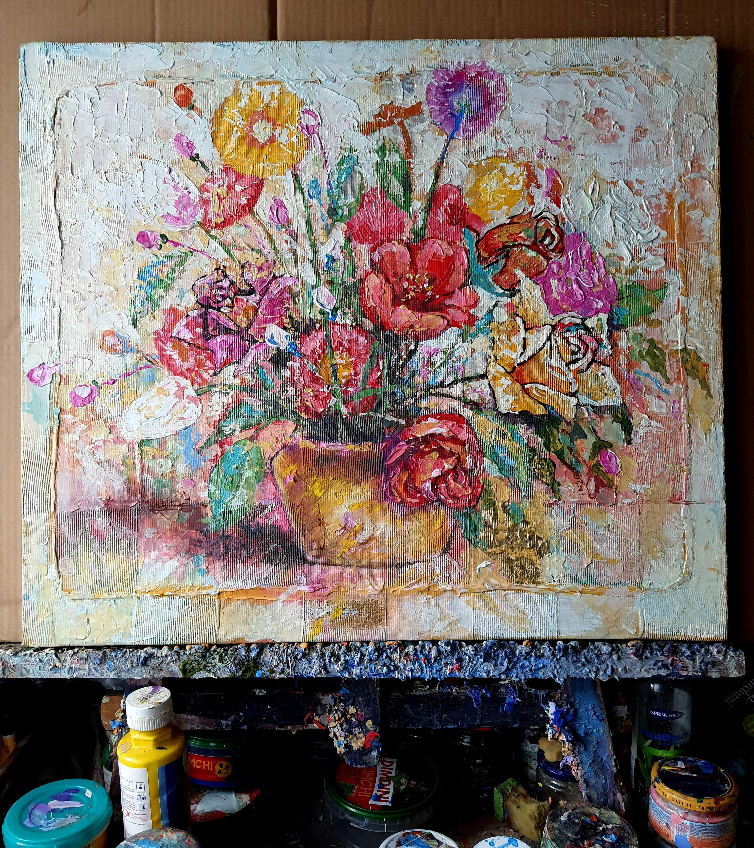 Belle peinture à l'huile originale Bouquet - Painting de RAKHMET REDZHEPOV (RAMZI)