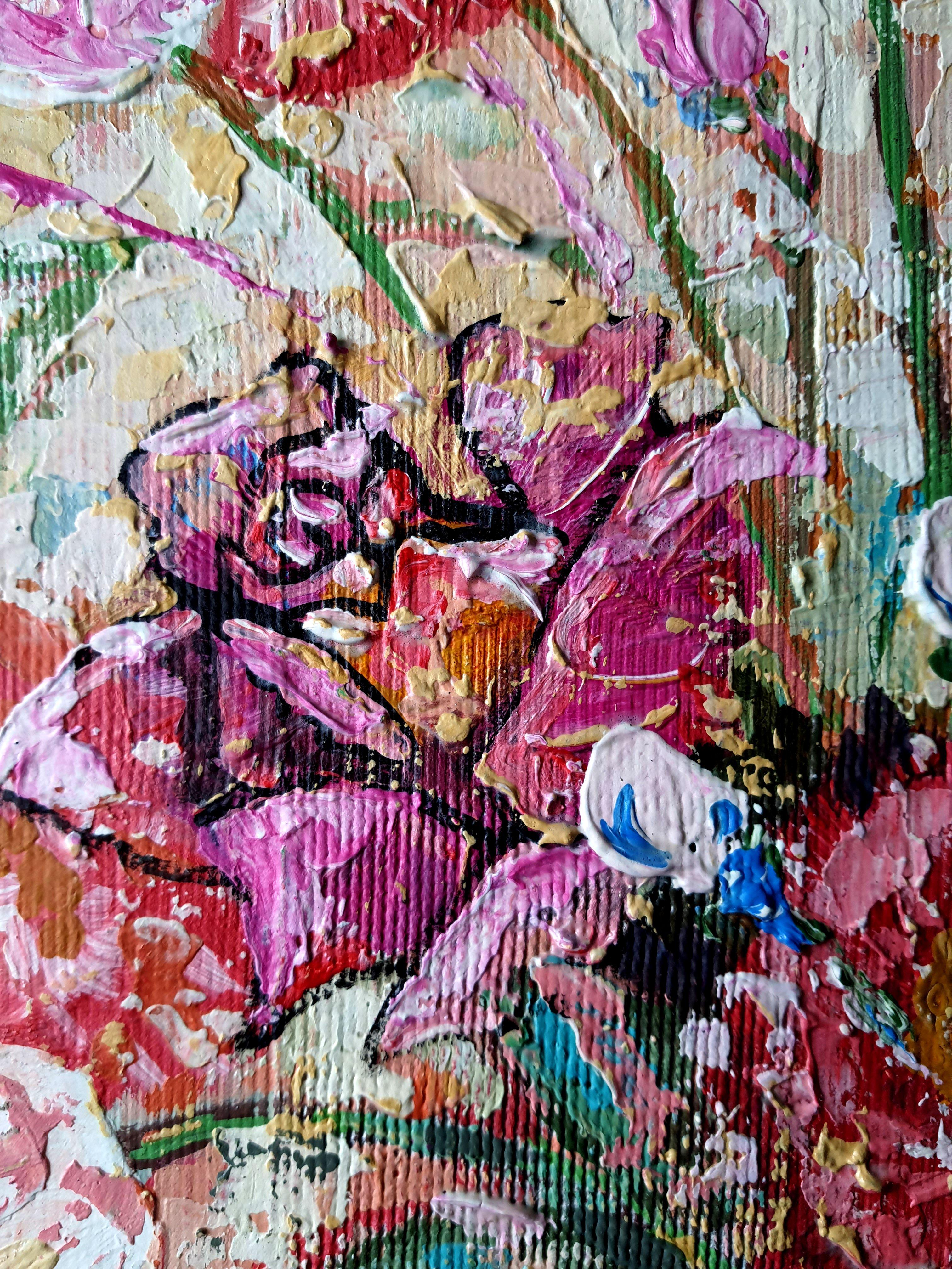 Belle peinture à l'huile originale Bouquet en vente 3