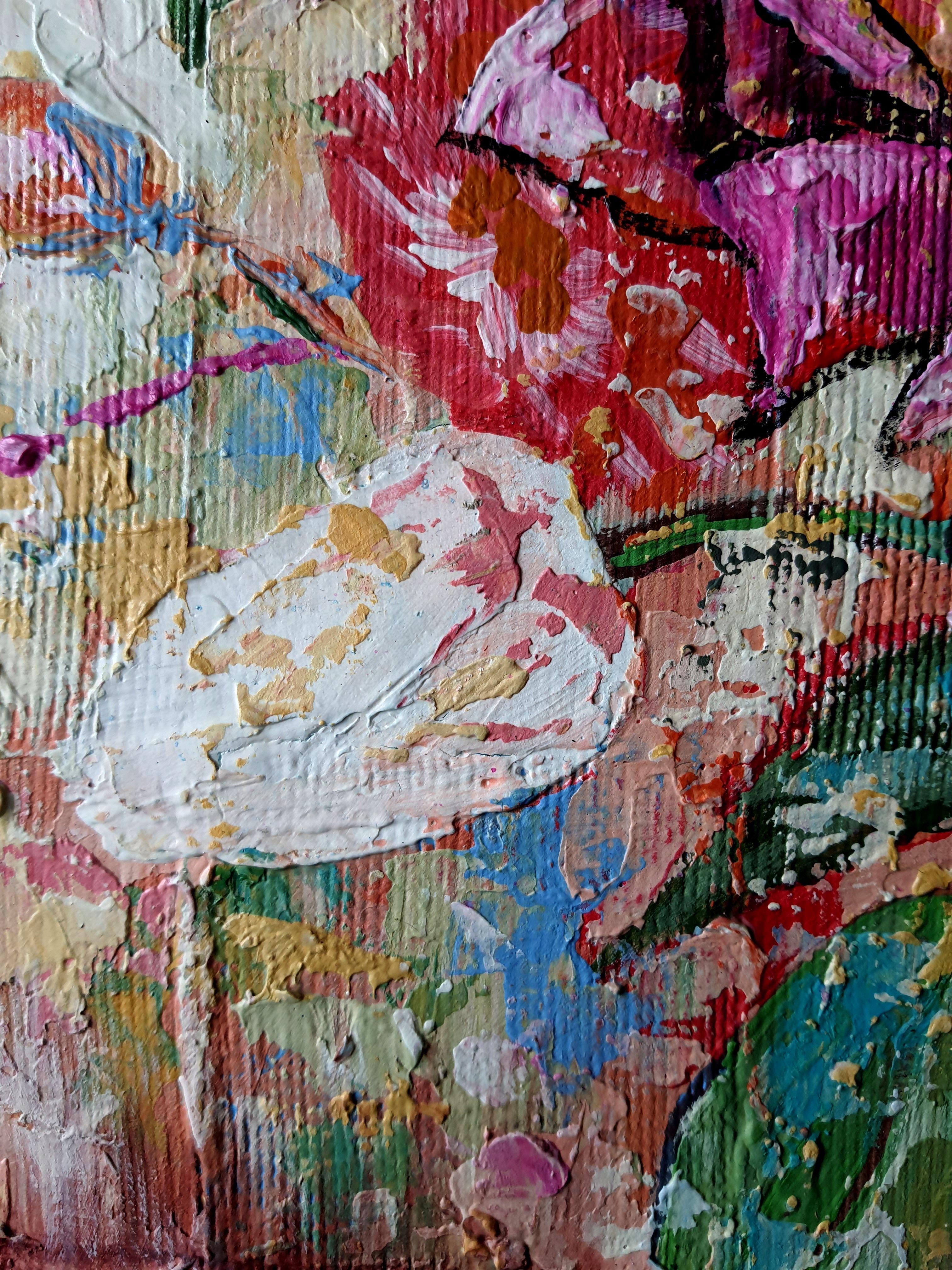 Belle peinture à l'huile originale Bouquet en vente 4