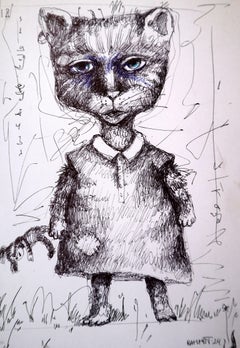 CATS 2 : papel sobre cartón, acrílico, tinta, lápices, técnica mixta. 25x18 cm