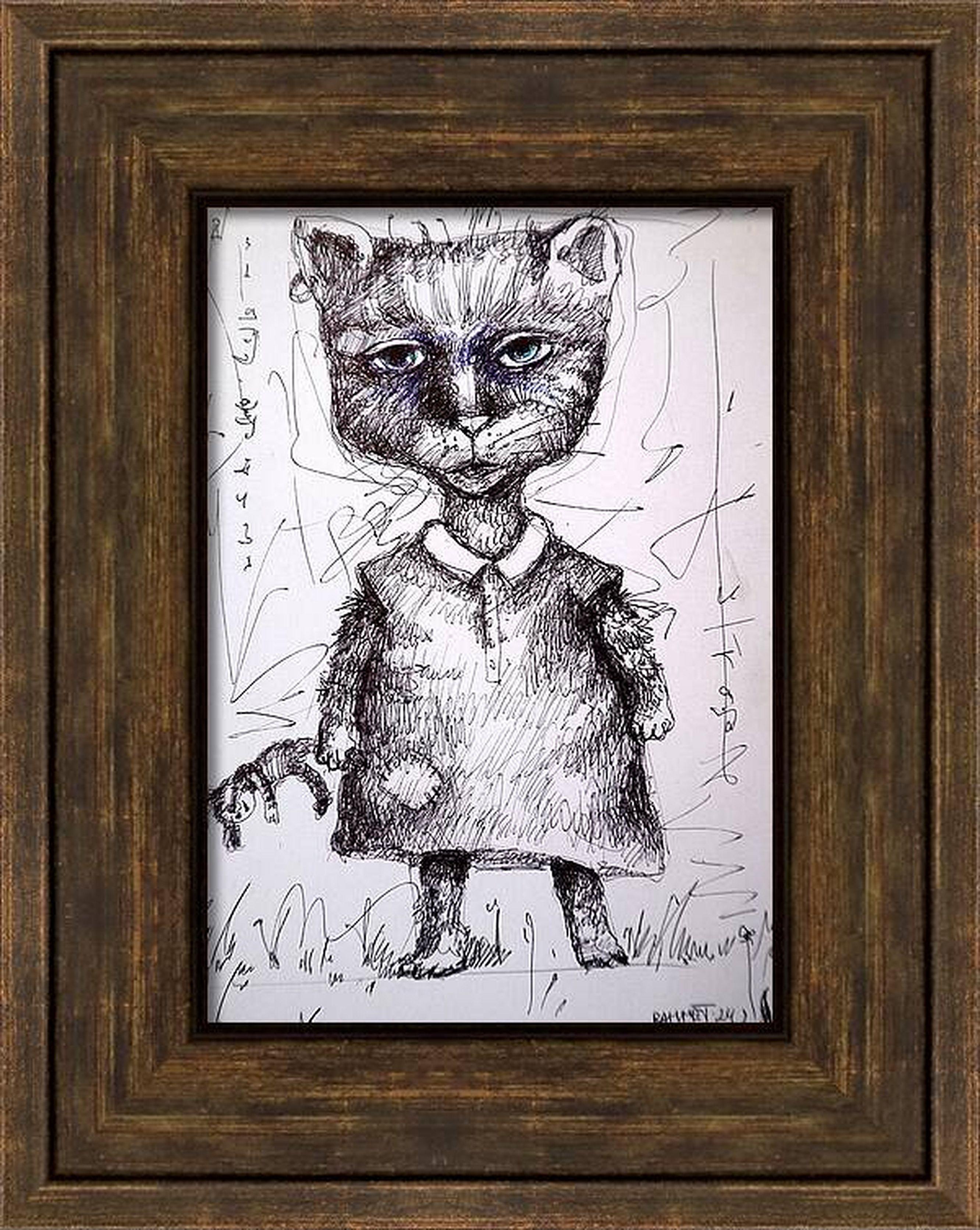 CATS 2 : carta su cartone, acrilico, inchiostro, matite, tecnica mista. 25x18 cm