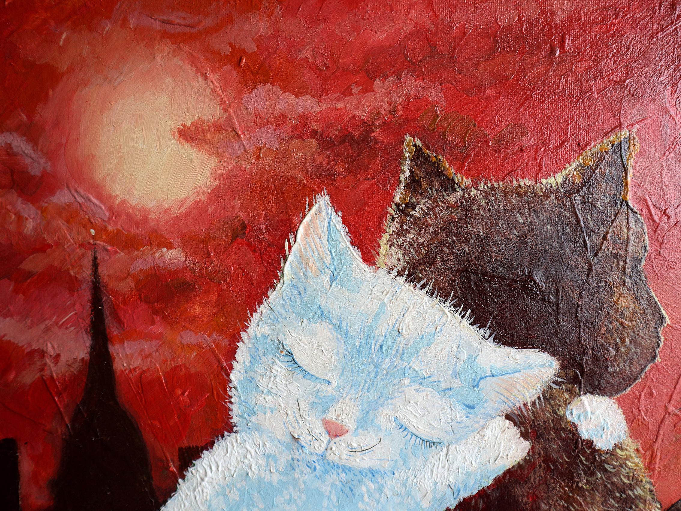 CATS ON THE COAST . Originalgemälde im Angebot 1