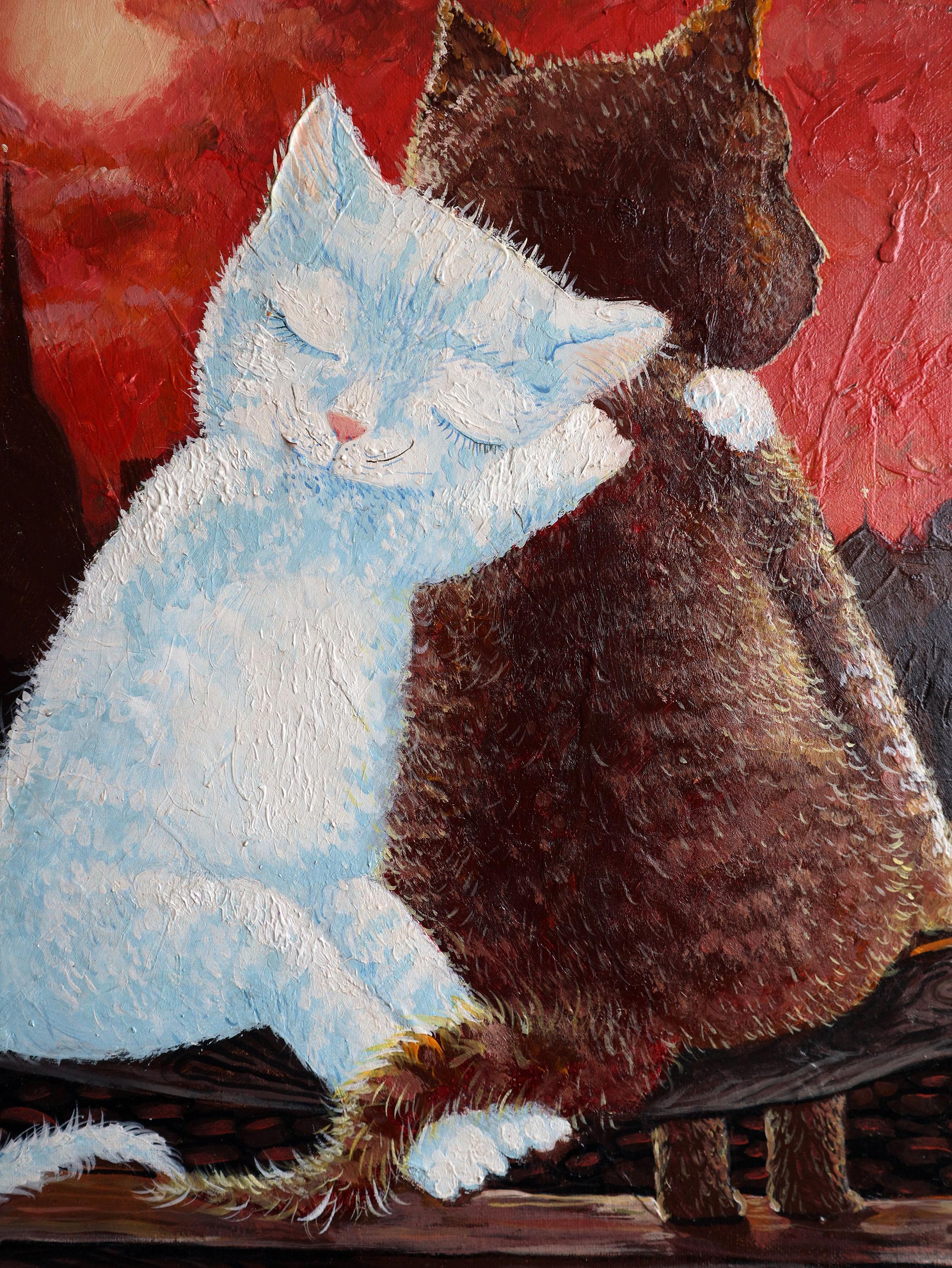 CATS ON THE COAST . Originalgemälde im Angebot 2