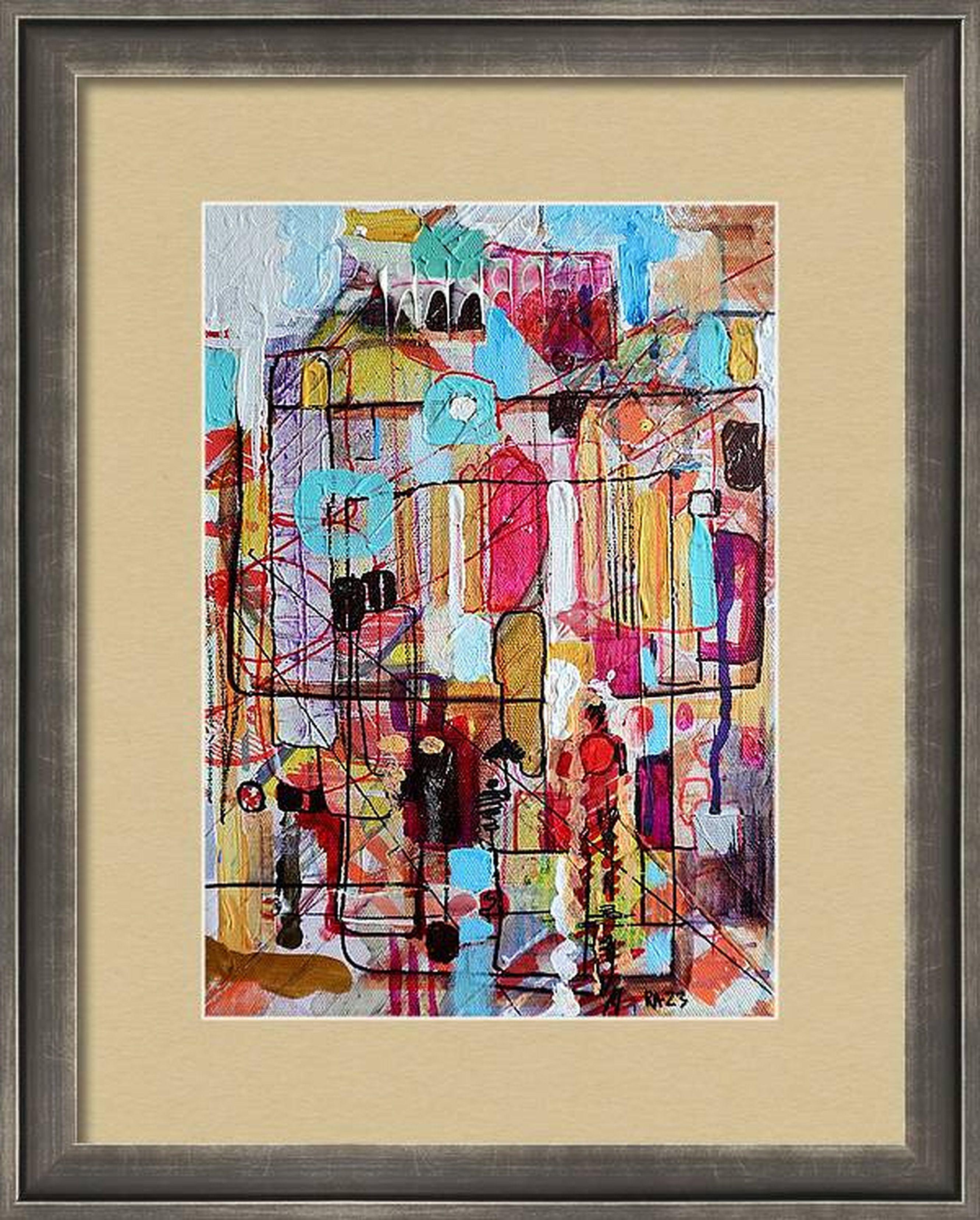 Stadt 10. Abstraktes Originalgemälde – Painting von RAKHMET REDZHEPOV (RAMZI)