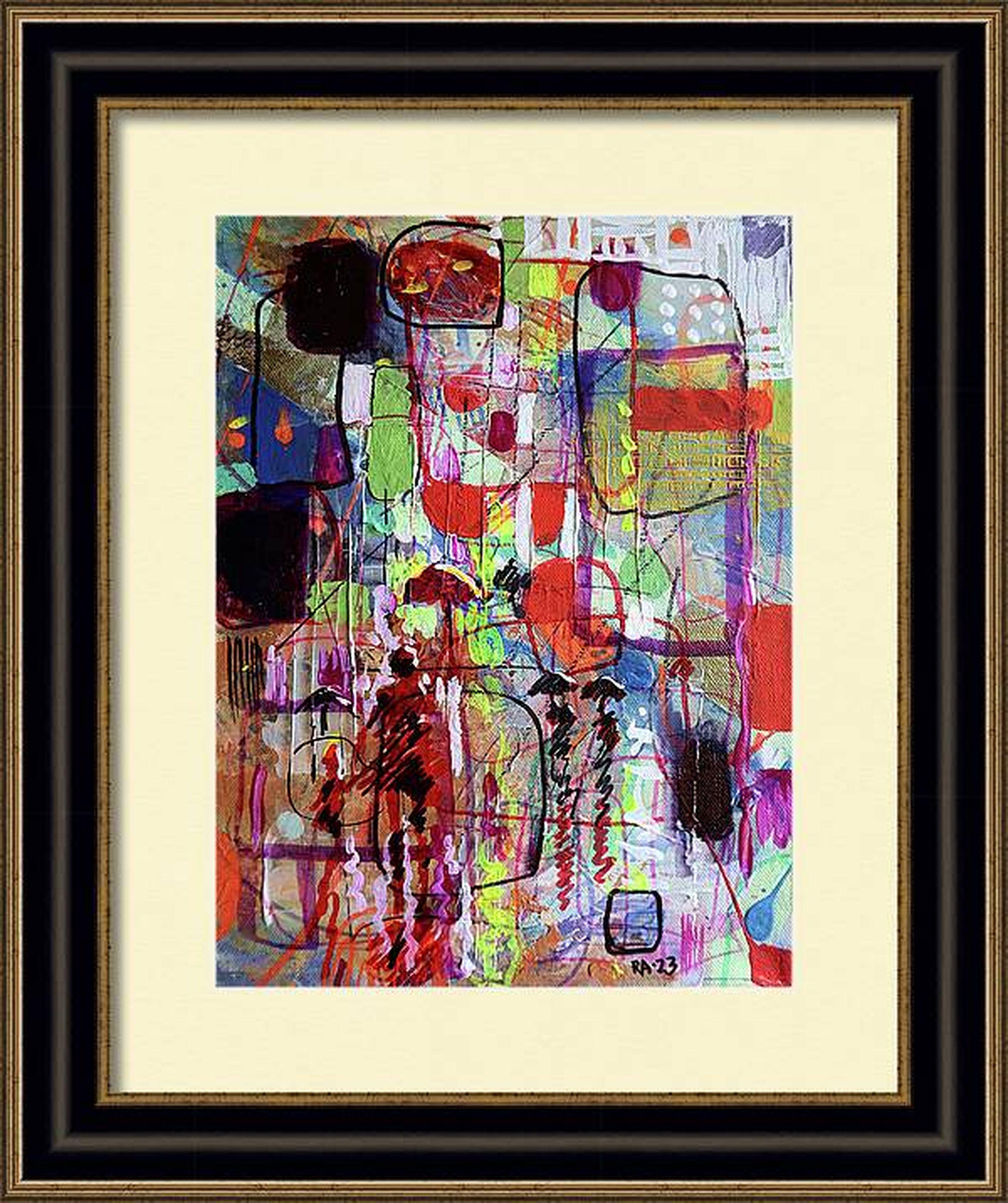 Für die Künstlerin ist diese Kreation ein leidenschaftlicher Tanz von Farbe und Form auf der Leinwand. Mit Acryl, Öl und Buntstiften habe ich abstrakte, expressionistische Striche mit symbolischen Elementen und einem Hauch von Impressionismus