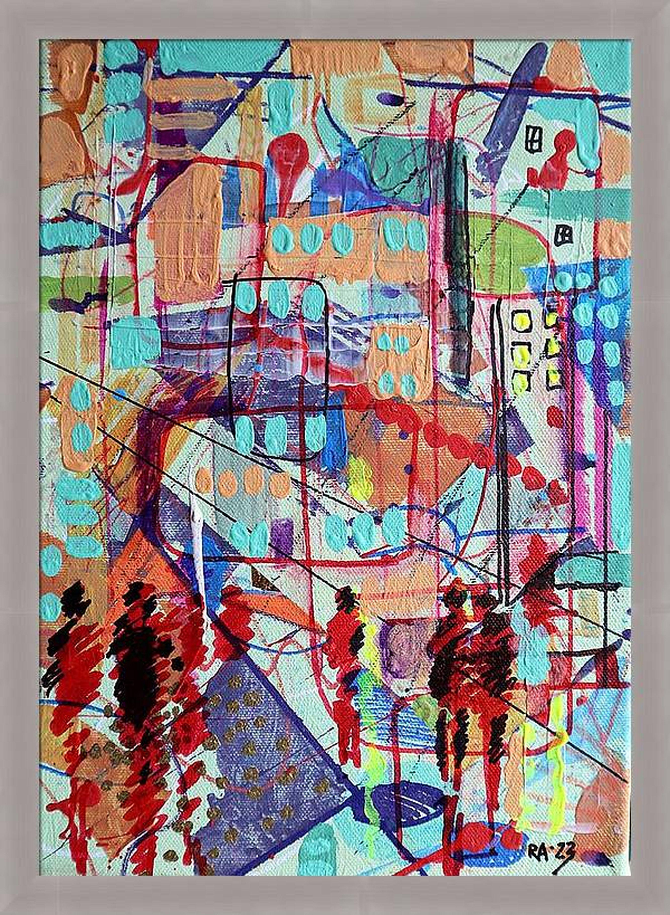 Stadt 13. Abstraktes Originalgemälde (Grau), Interior Painting, von RAKHMET REDZHEPOV (RAMZI)