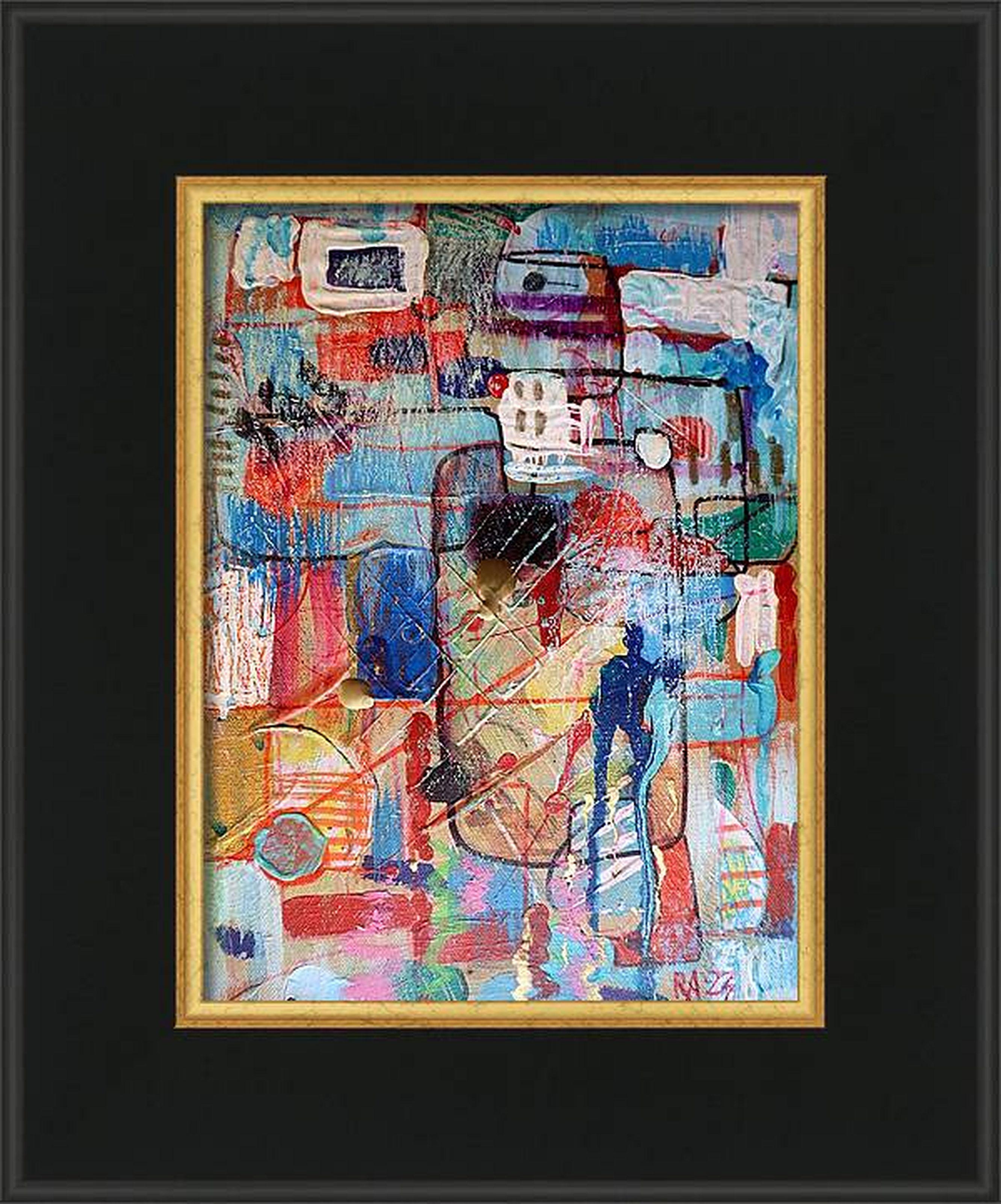 Ville 14. Peinture abstraite originale - Gris Abstract Painting par RAKHMET REDZHEPOV (RAMZI)